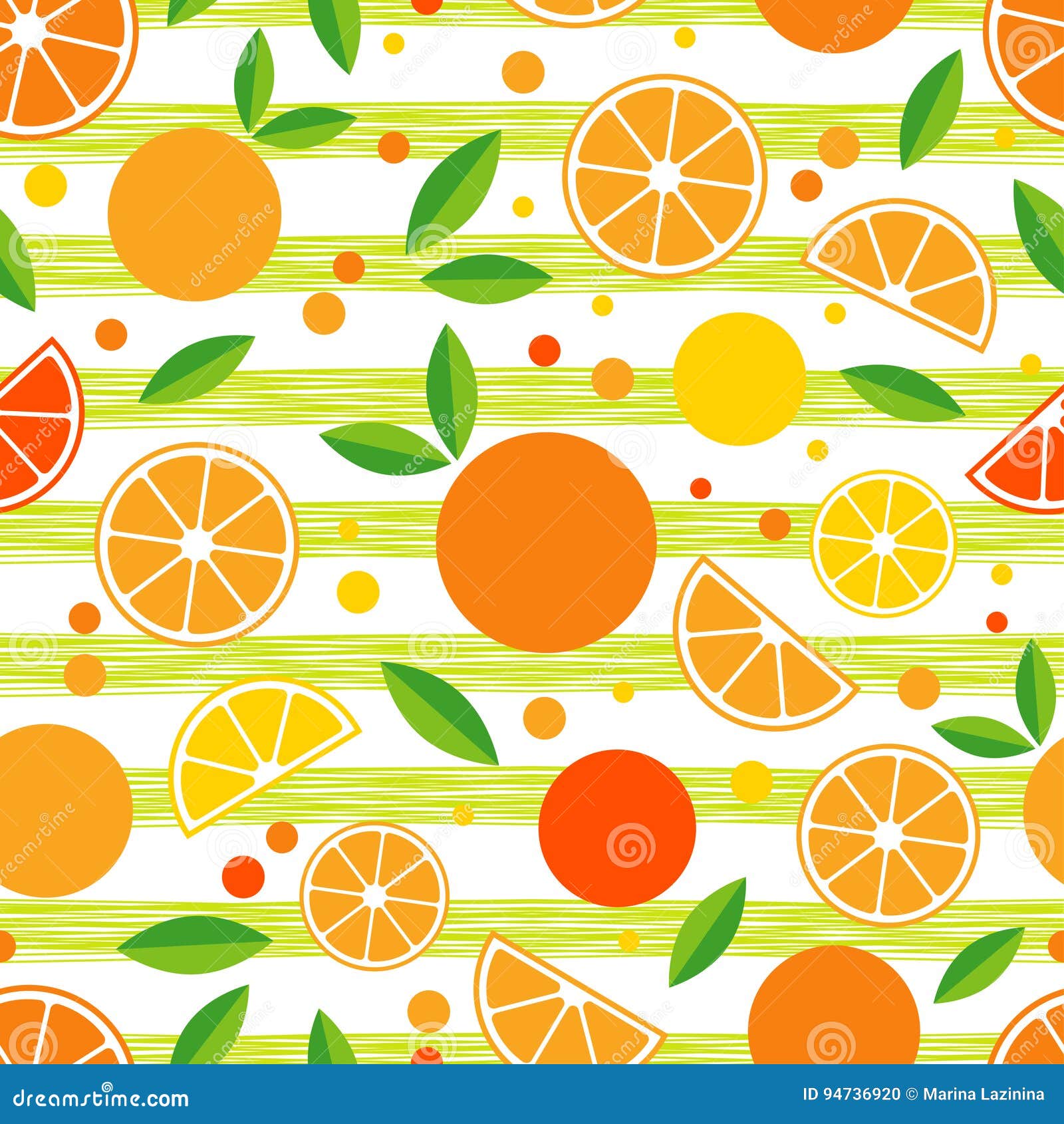 Seamless Pattern with Decorative Oranges. Tropical Fruits Stock