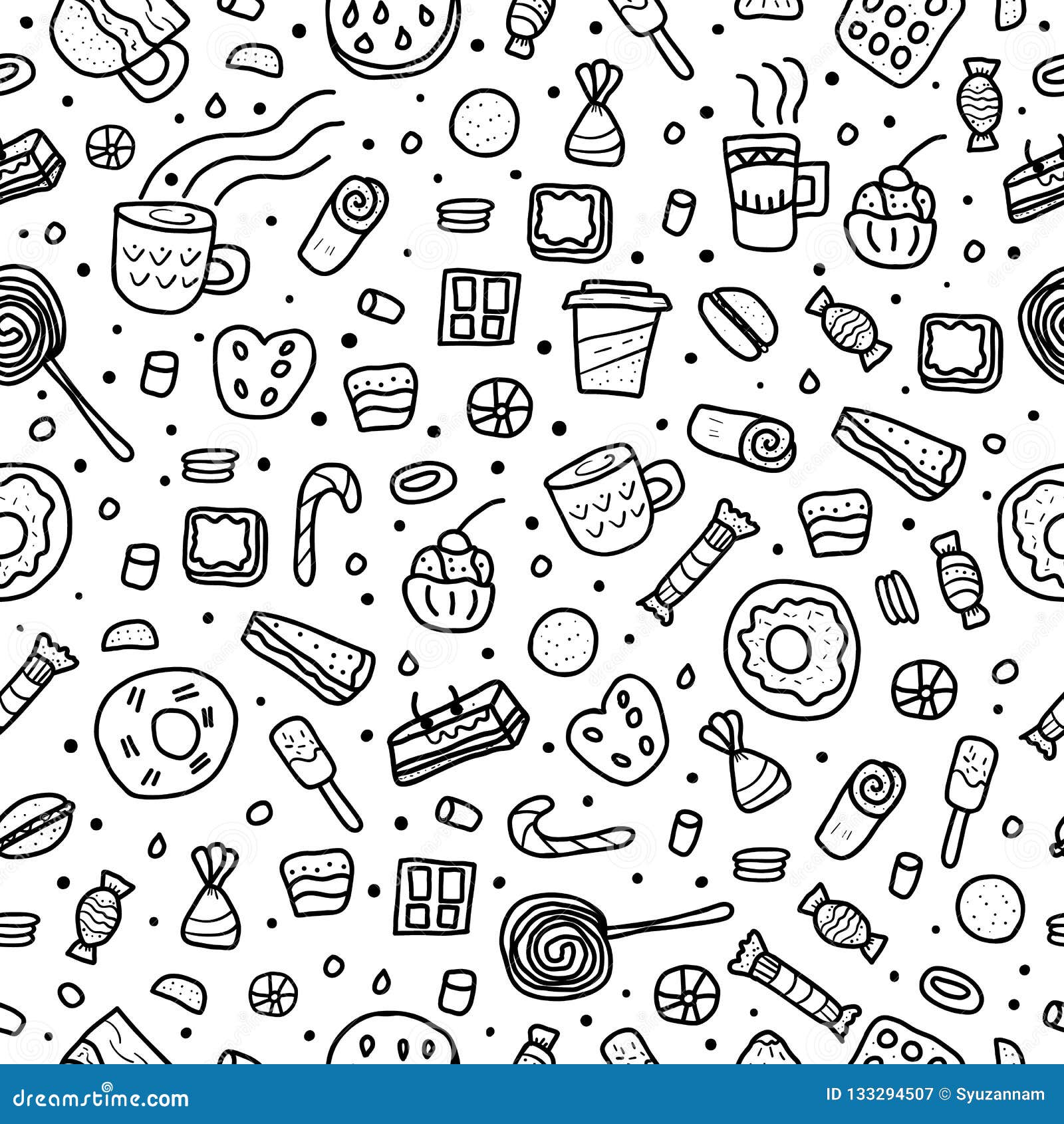 Dessert Vector Set Elements In Doodle Style Stock Vector - 