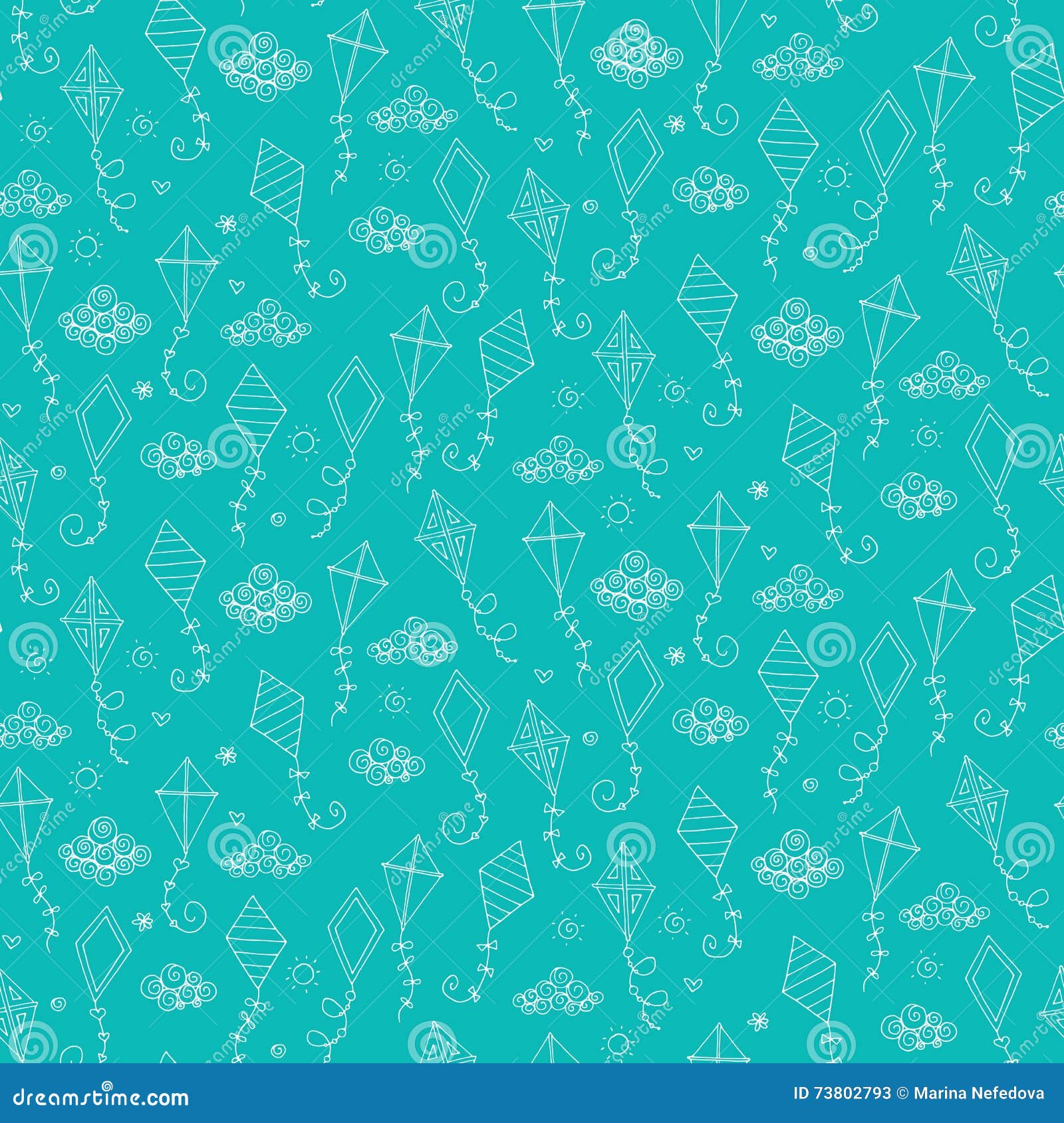 Seamless Pattern with Different Kites Stock Illustration Illustration