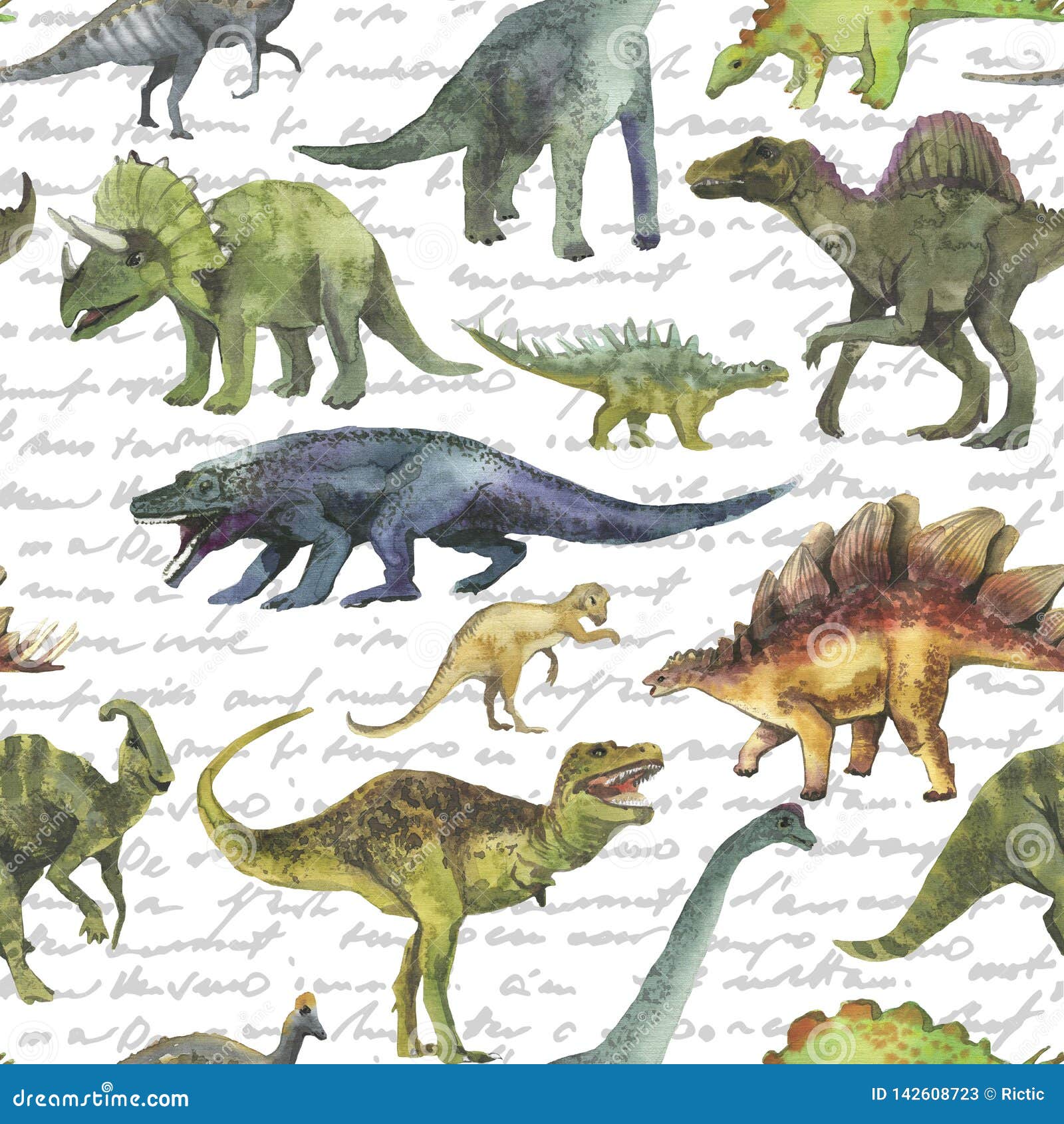 Seamless Pattern with Dinosaurs Stock Illustration - Illustration of funny,  predator: 142608723