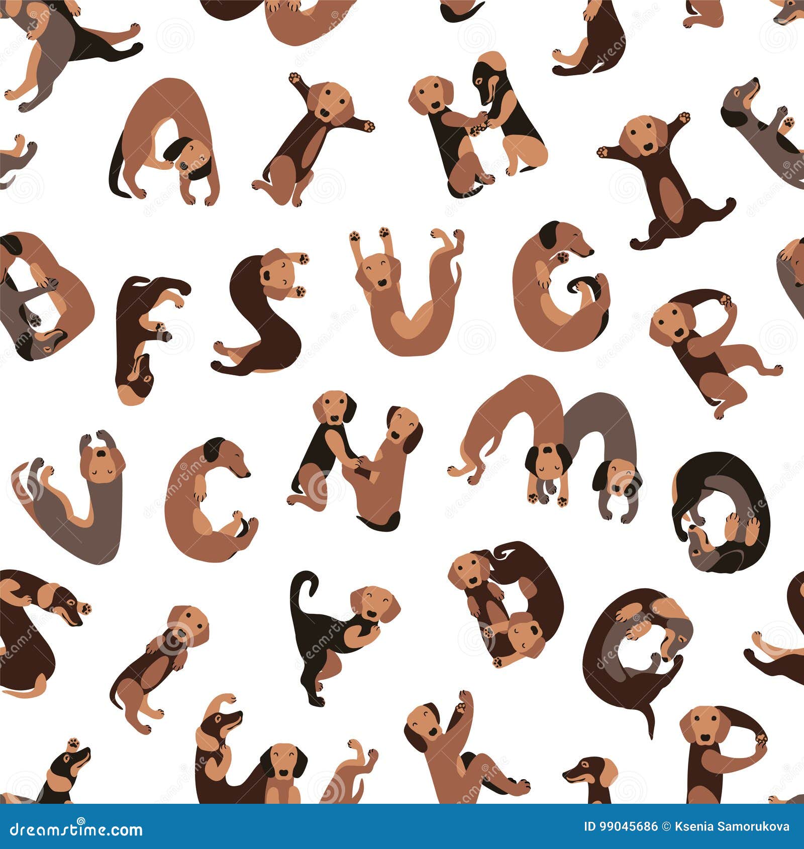 Seamless Pattern Dog Letters. Alphabet Stock Vector Illustration of