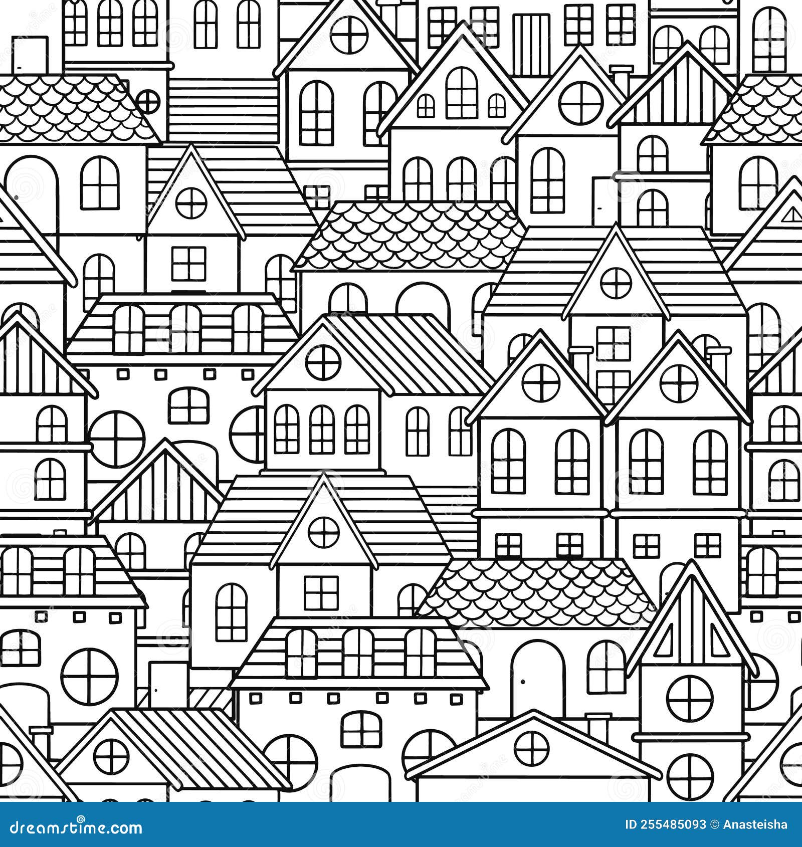 Seamless Pattern of Doodle Houses. Great for Fabric, Textile Vector ...