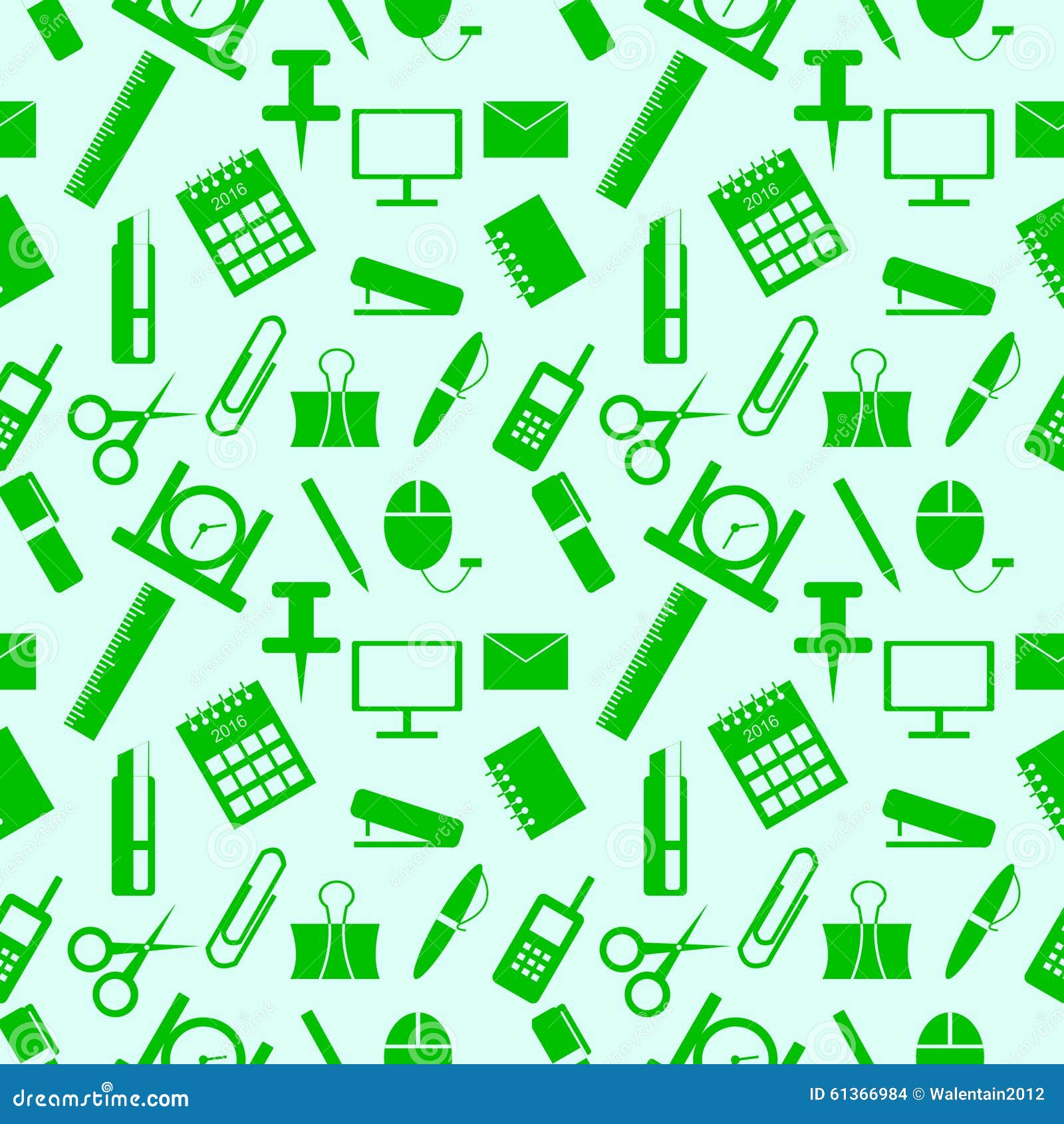 Seamless Pattern with Elements of Office Supplies Stock Vector