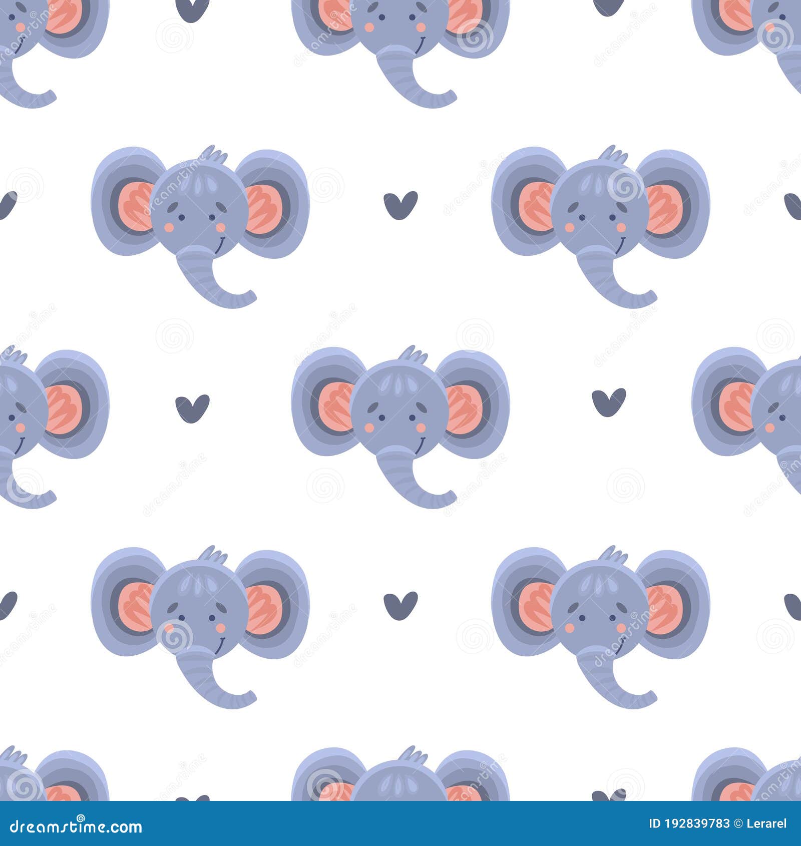 Seamless Pattern with an Elephant on a Light Background. Cute Elephant ...