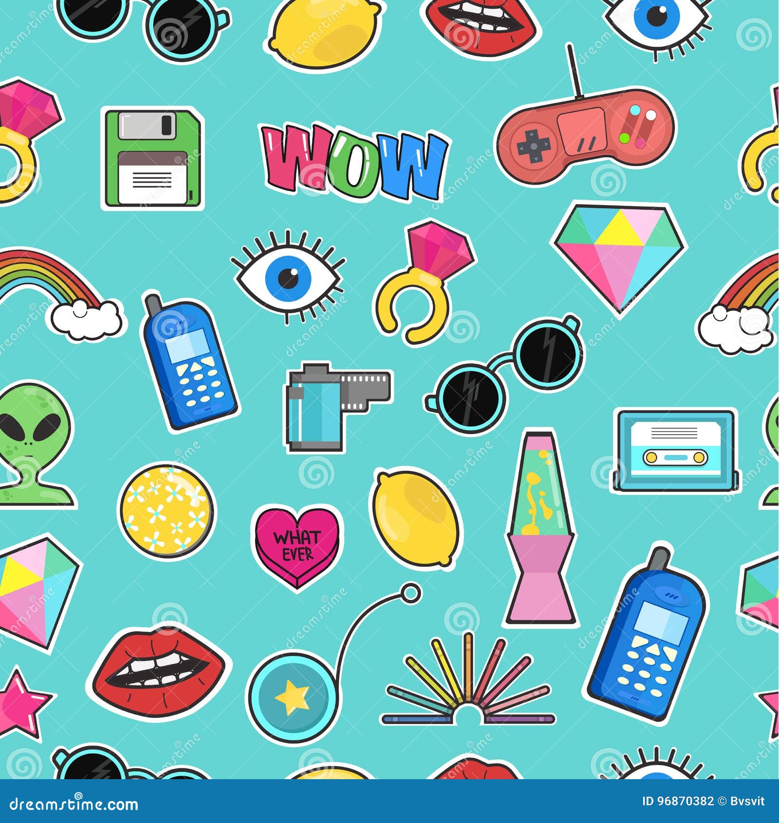 Seamless pattern in cartoon 80s-90s comic style Vector Image