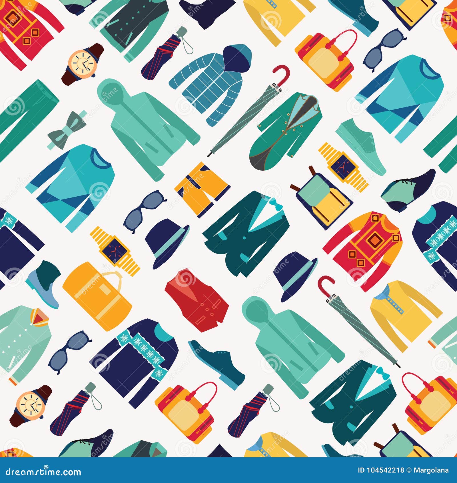 Seamless Pattern Fashionable Mens Wear Background Stock Vector ...