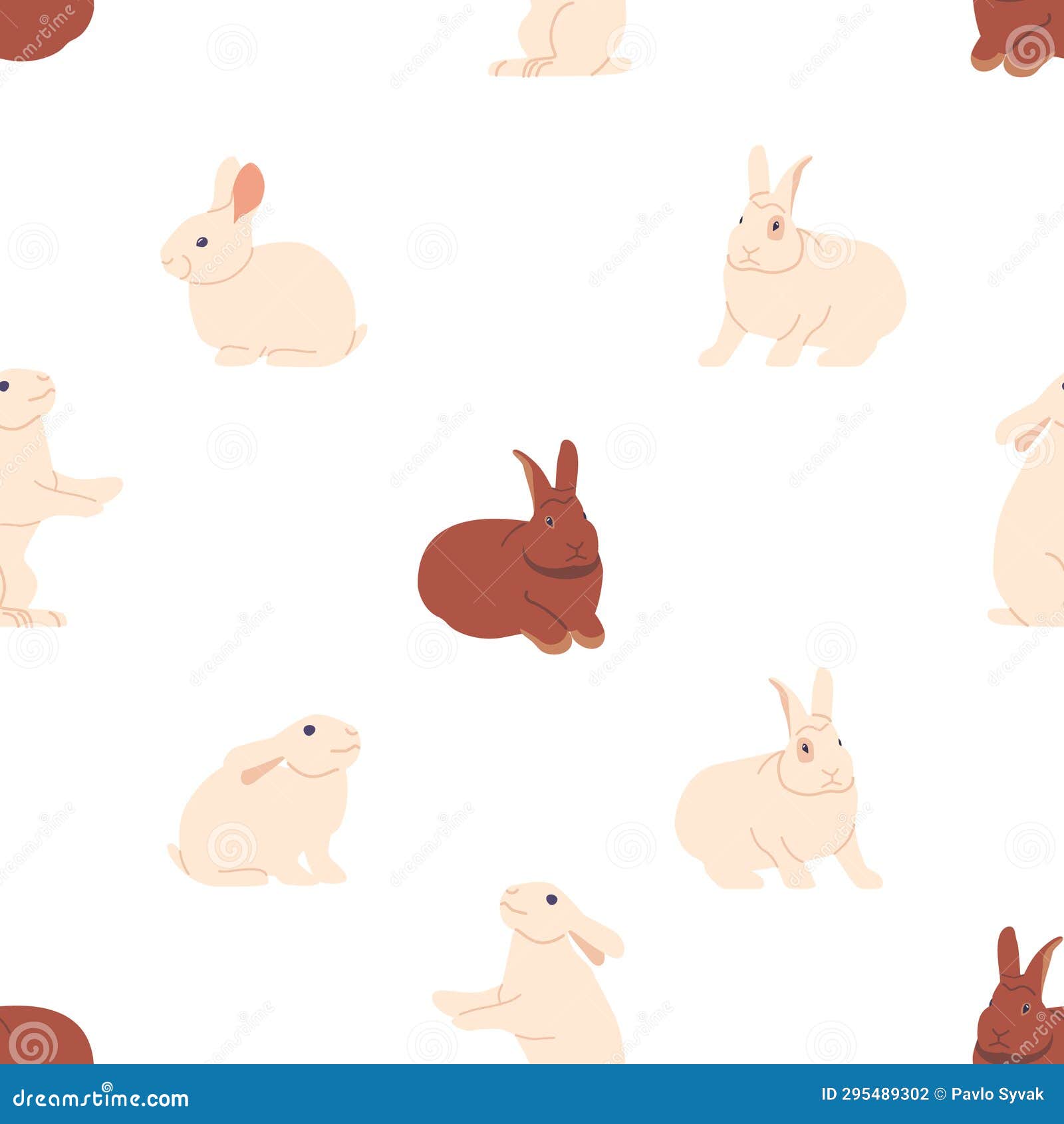 Seamless Pattern Featuring Adorable Rabbits, Creating a Delightful