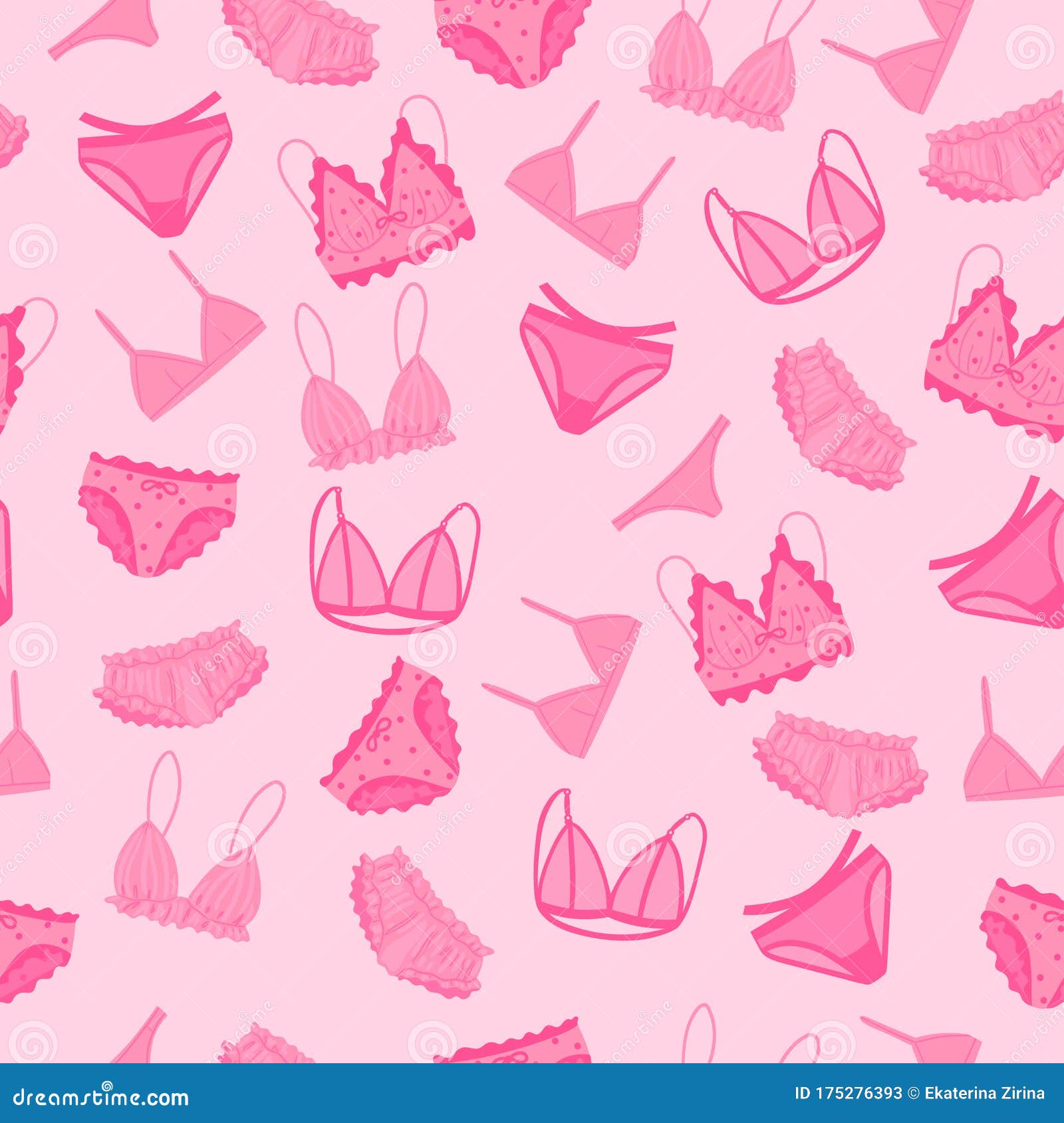 Seamless Pattern of Female Underwear. Vector Graphics Stock