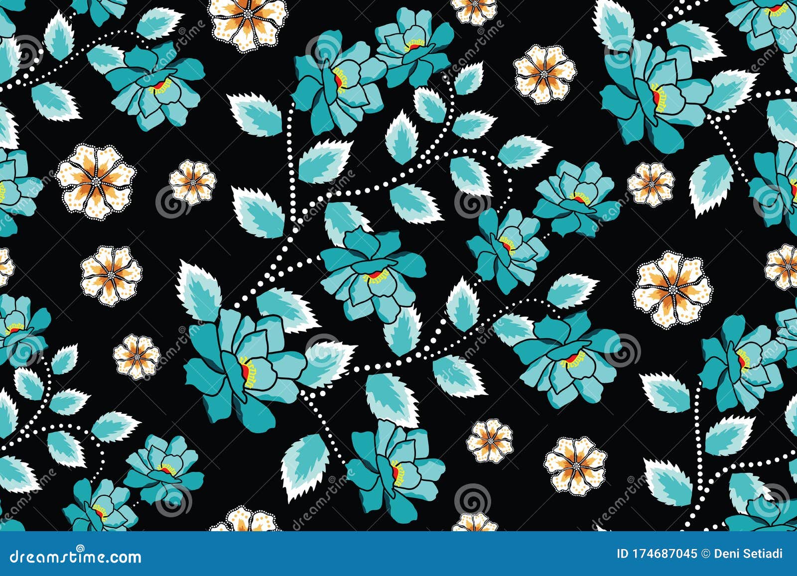 Seamless Pattern With Floral Vector  Illustration 