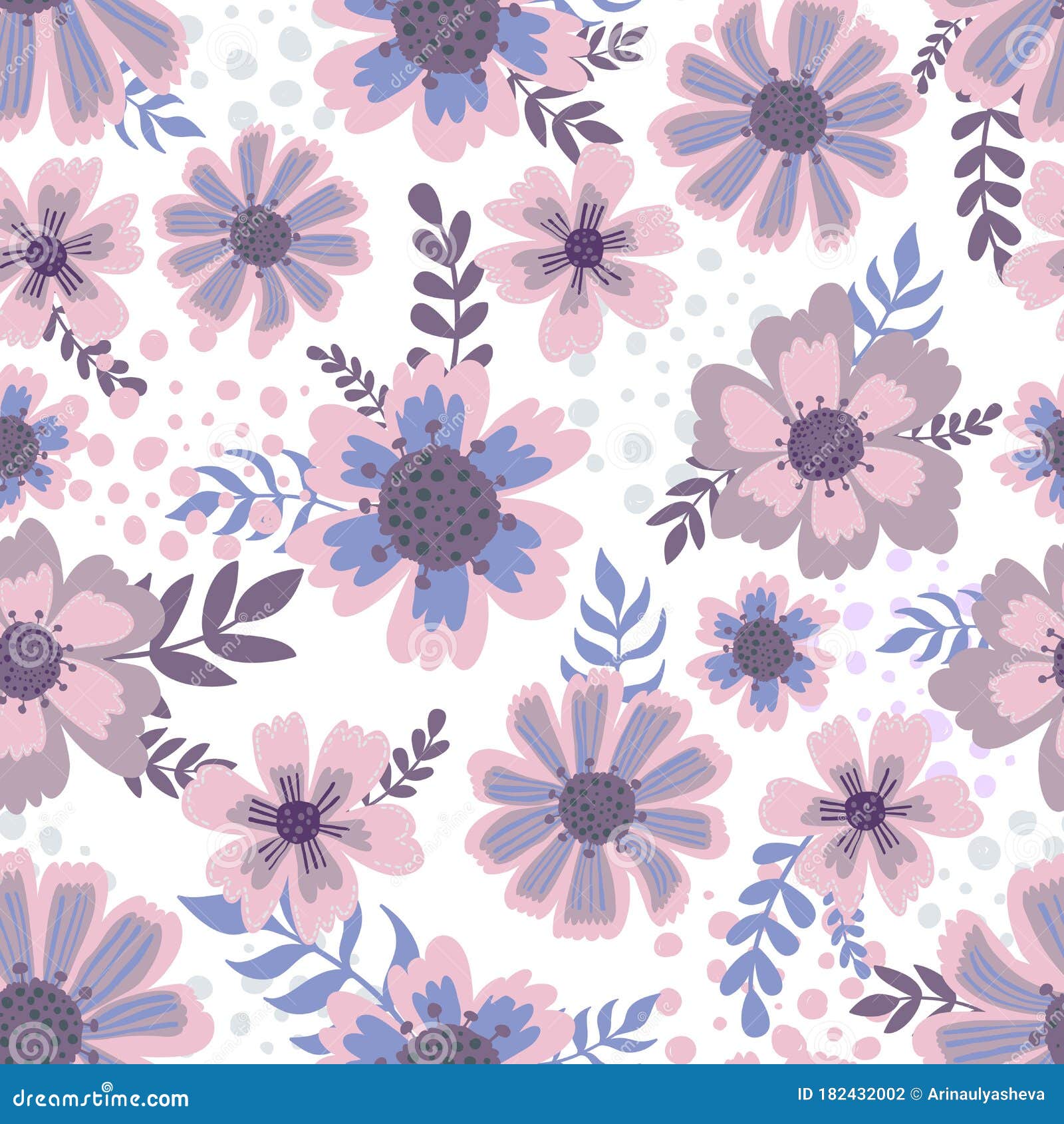 Seamless Pattern Flower Decoration.Floral Plant Elegance Print Stock ...