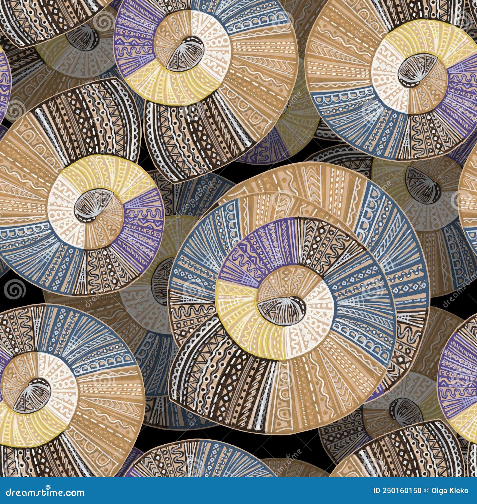 Seamless Pattern with Forest Shell. Decorative Form. Stock Illustration