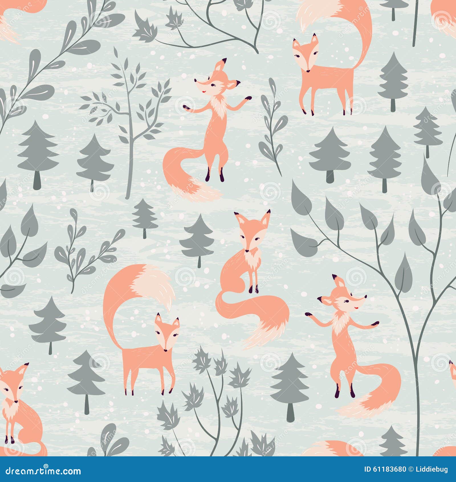 seamless pattern with fox in winter forest stock vector christmas fox fabric