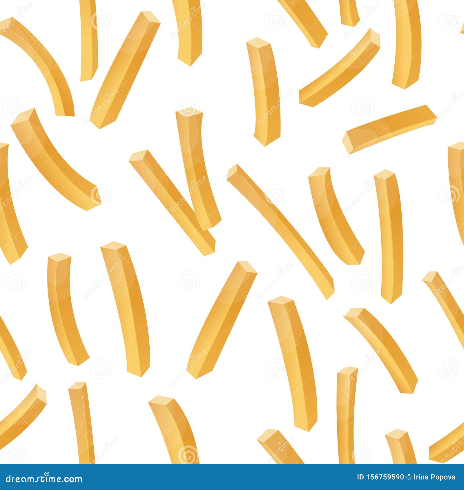 Seamless Pattern with French Fries Potato. Fast Food Background ...