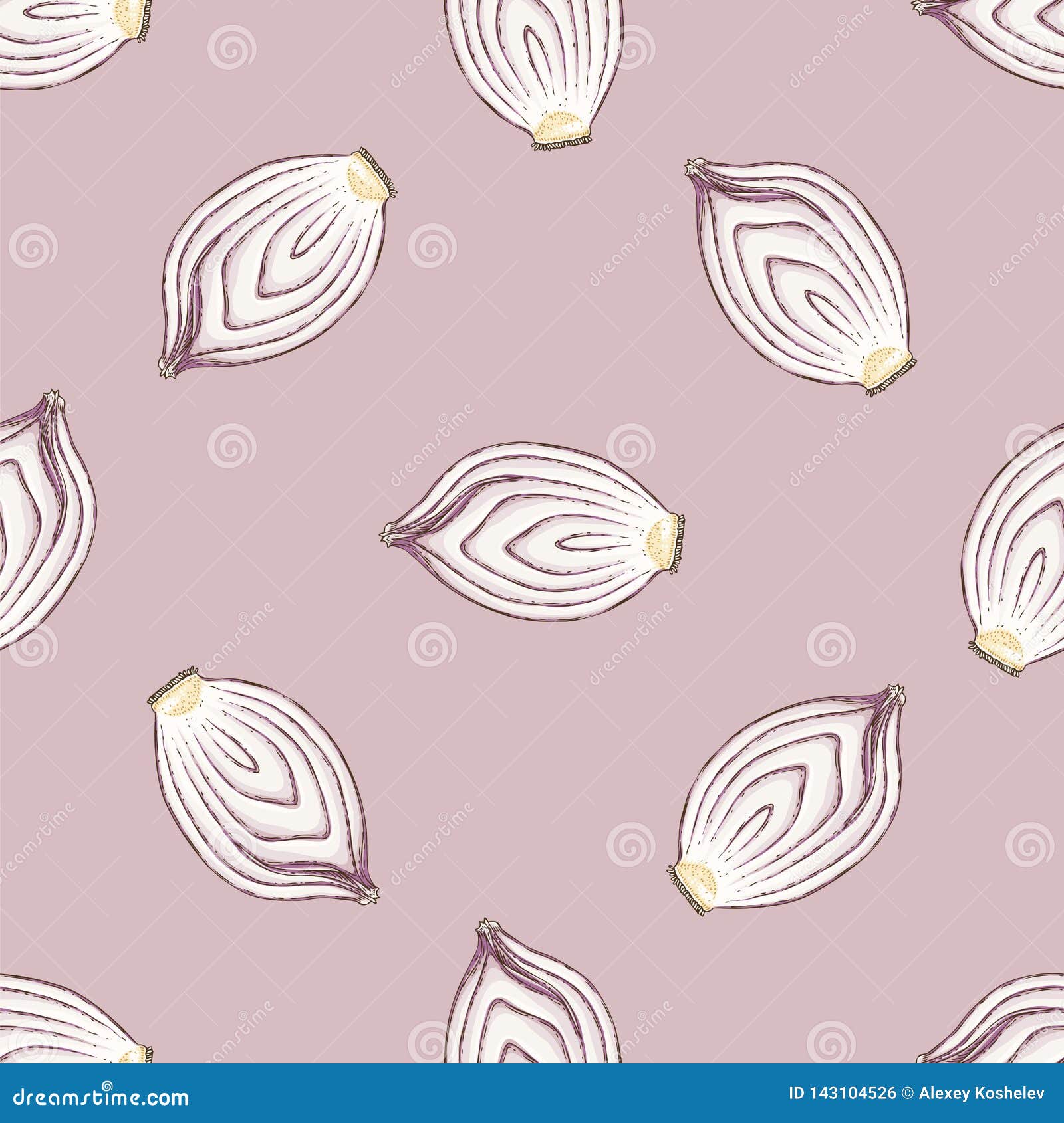 Bulb Onion Cross Section Seamless Pattern Stock Vector Illustration