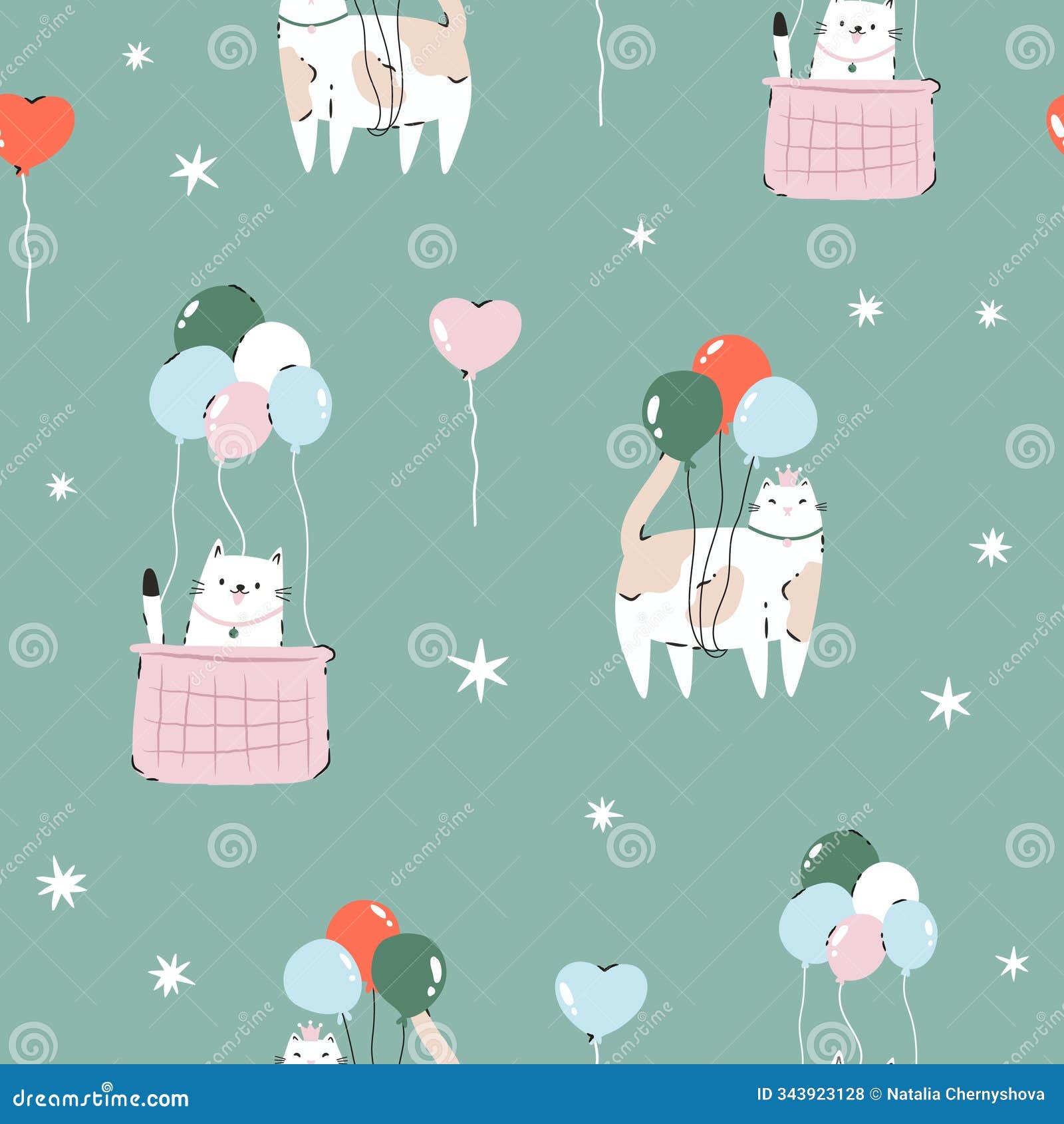 seamless pattern with funny cats. playful and quirky feline characters for art and 