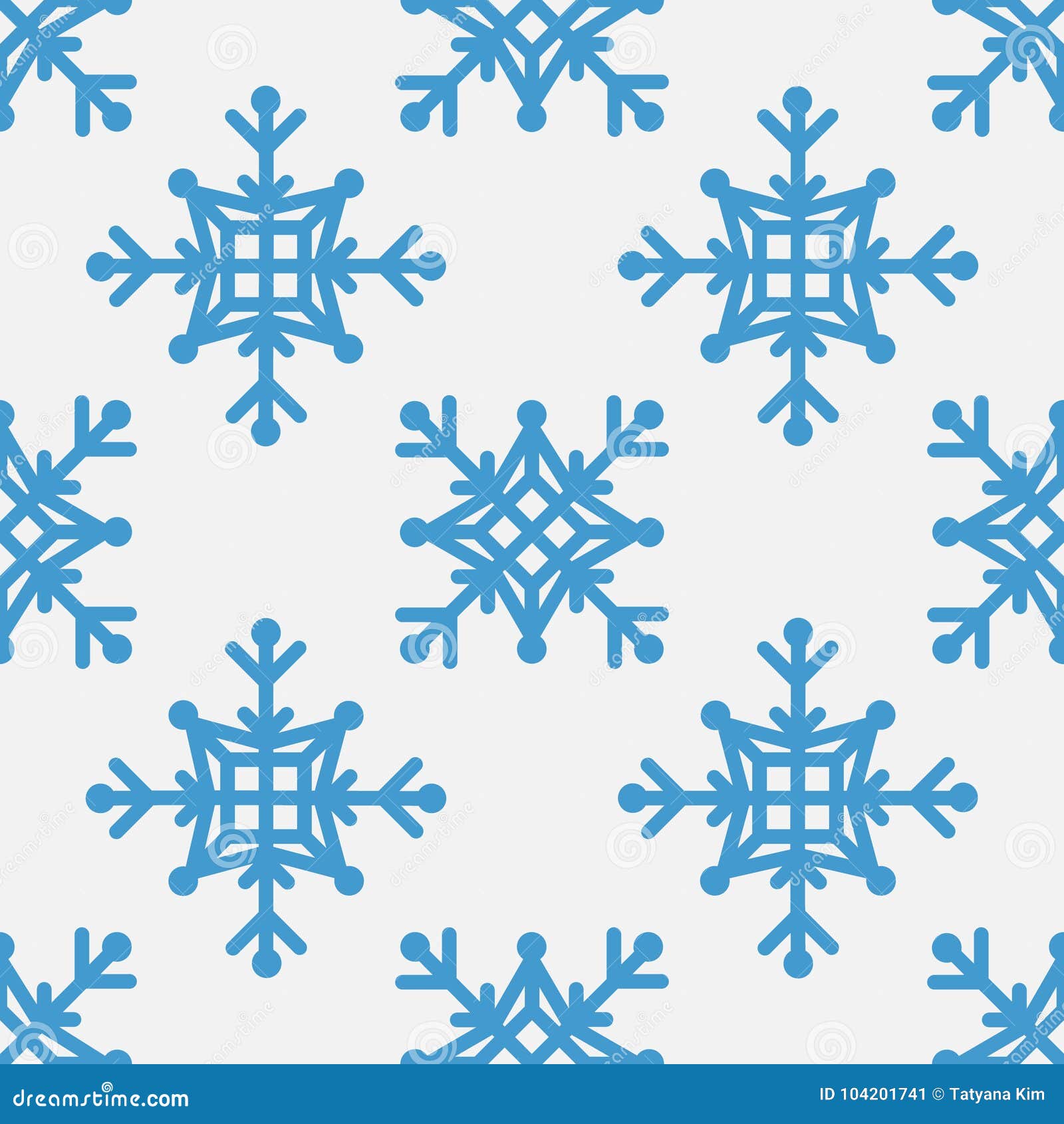 Seamless Pattern of Geometric Snowflake. Square Snowflakes. Vector Eps