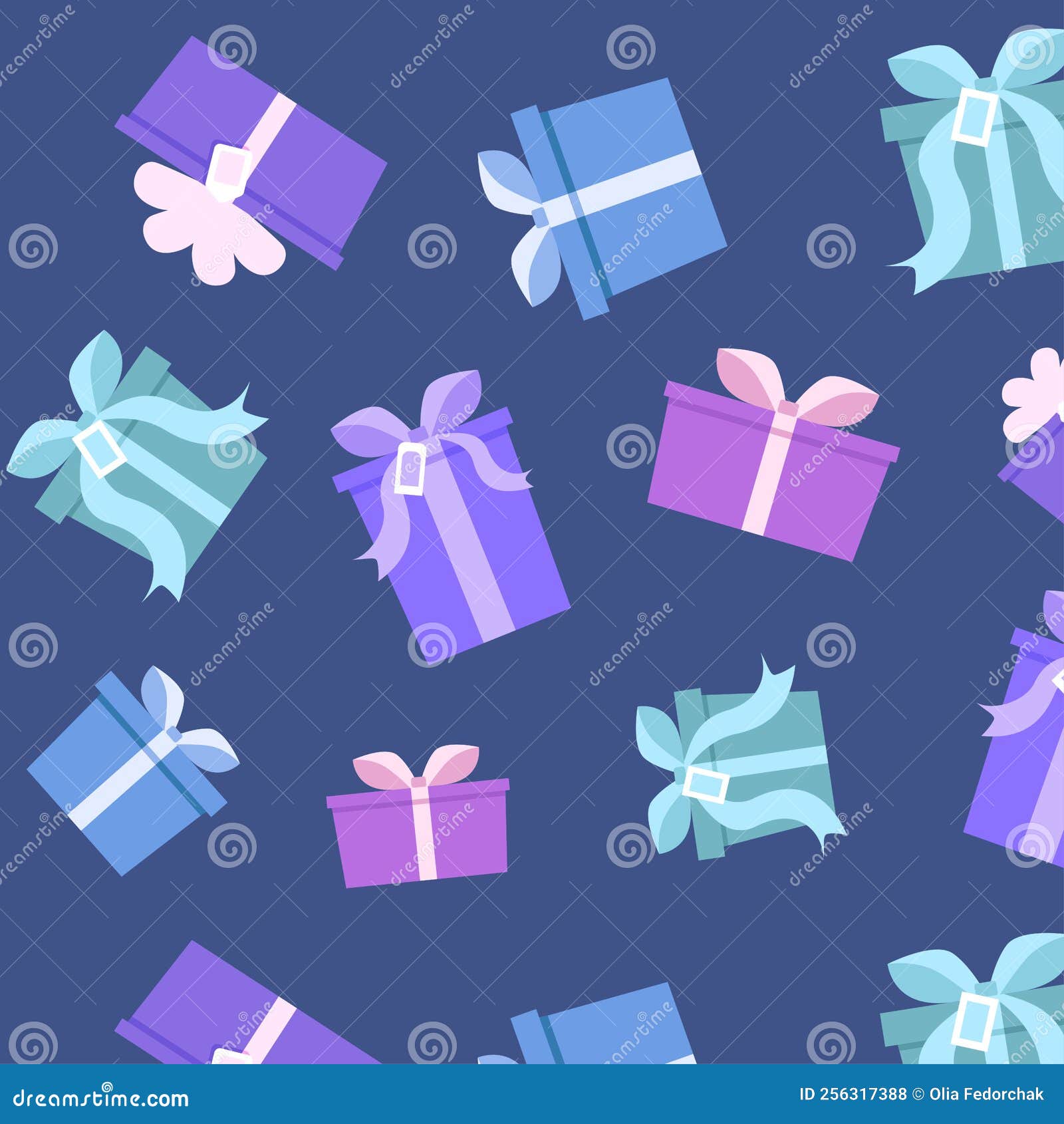 Seamless Pattern with Gift Boxes. Wrapping Paper for Christmas or