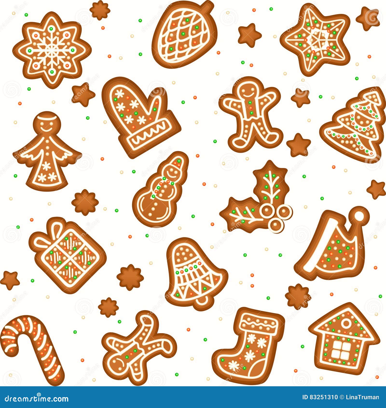 Biscotti Di Natale Gingerbread.Seamless Pattern With Gingerbread Christmas Cookies Stock Vector Illustration Of Decorative Homemade 83251310
