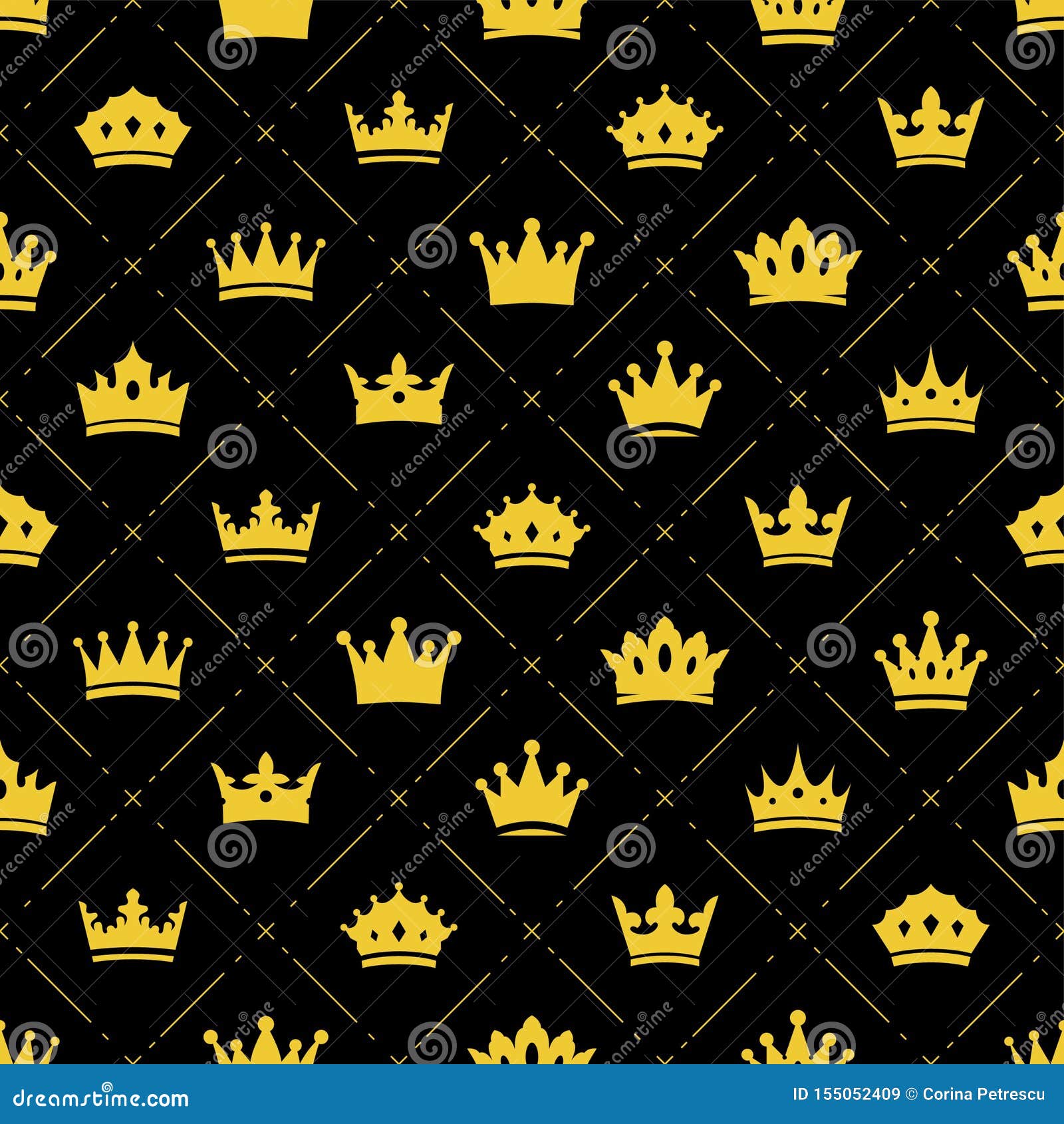 Seamless Pattern with Gold Crowns Stock Vector Illustration of