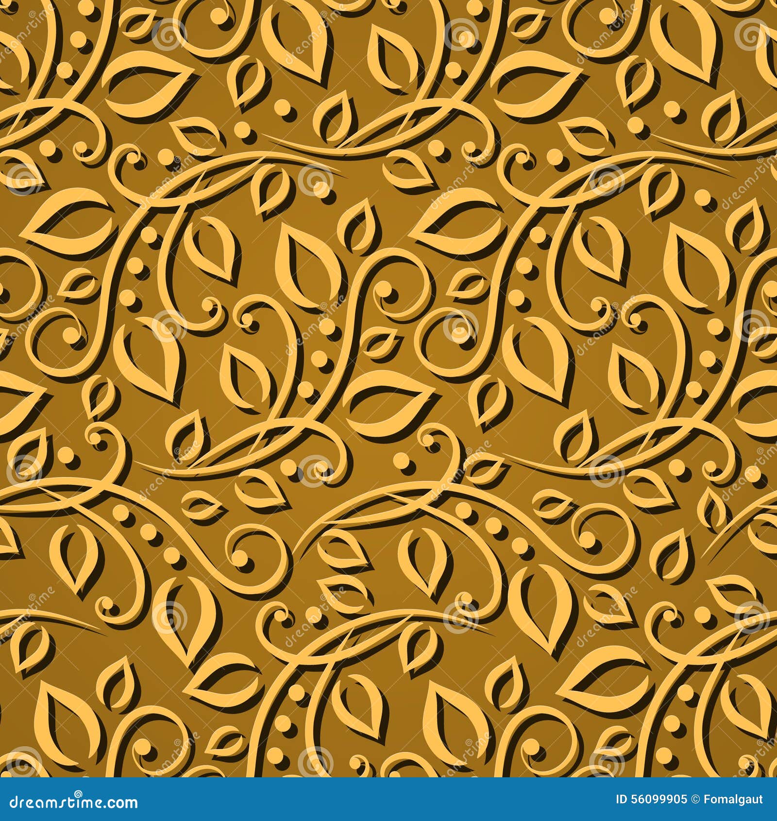 Seamless Pattern Gold Leaves Elegant Texture For Wallpapers