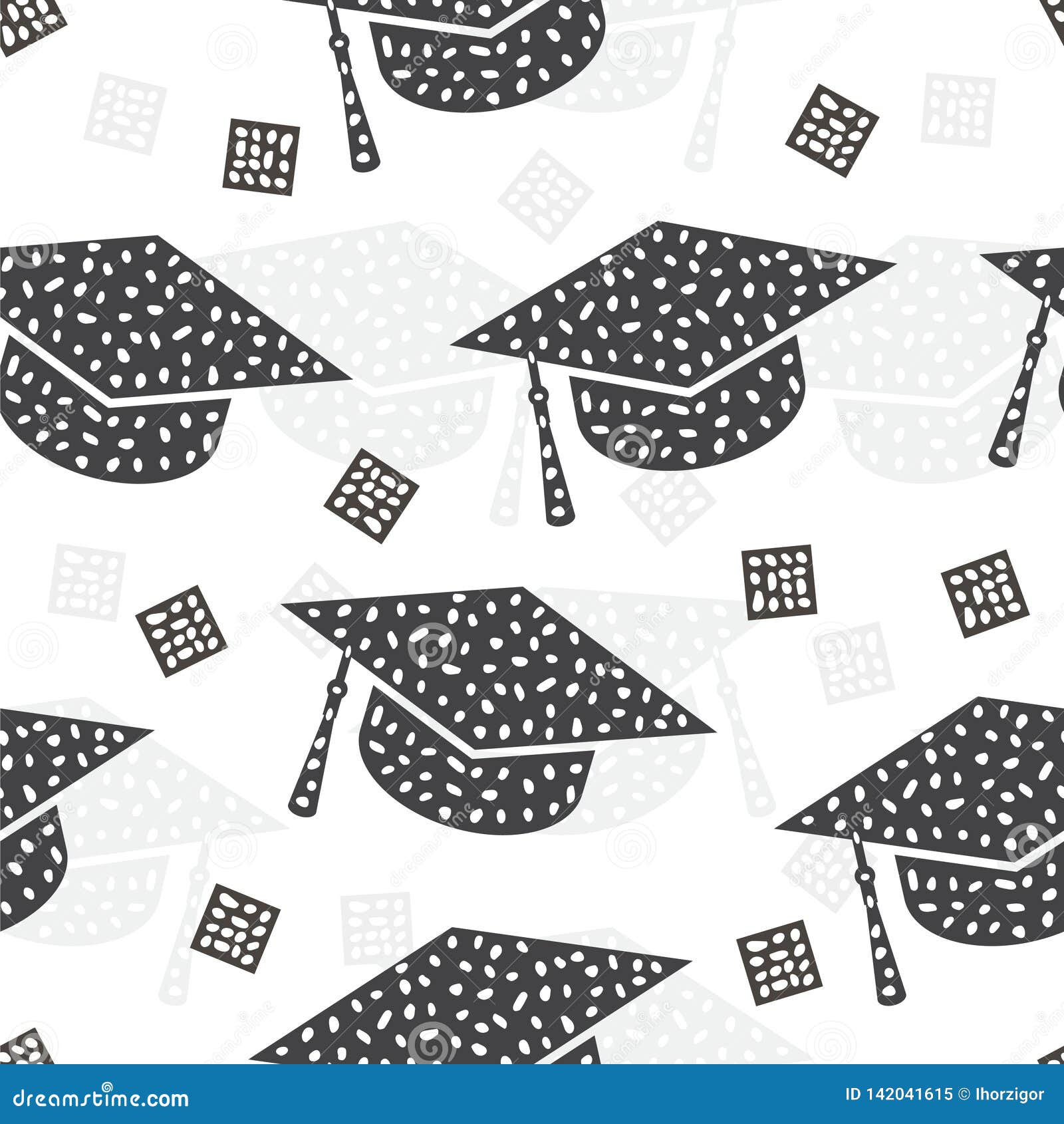 Seamless Pattern with Graduation Cap Abstract Background Stock Vector Illustration of