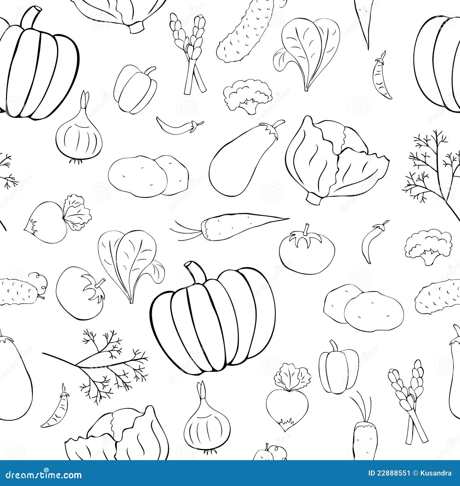 Seamless Pattern with Graphic Vegetables Stock Vector - Illustration of ...