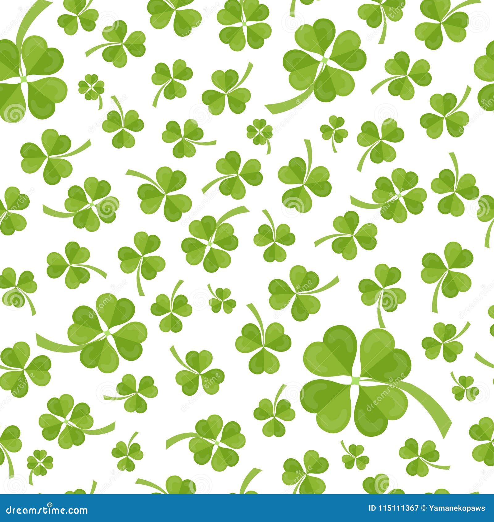 Seamless Pattern with Green Clover Leaves on White Background Stock ...