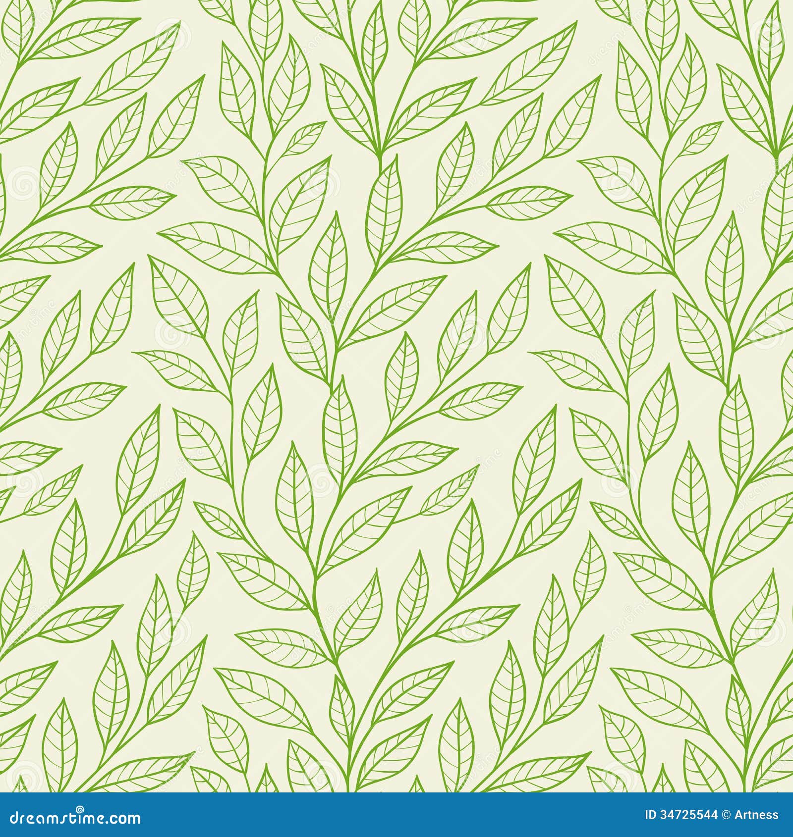 Seamless Pattern With Green Leaves Stock Vector - Illustration of