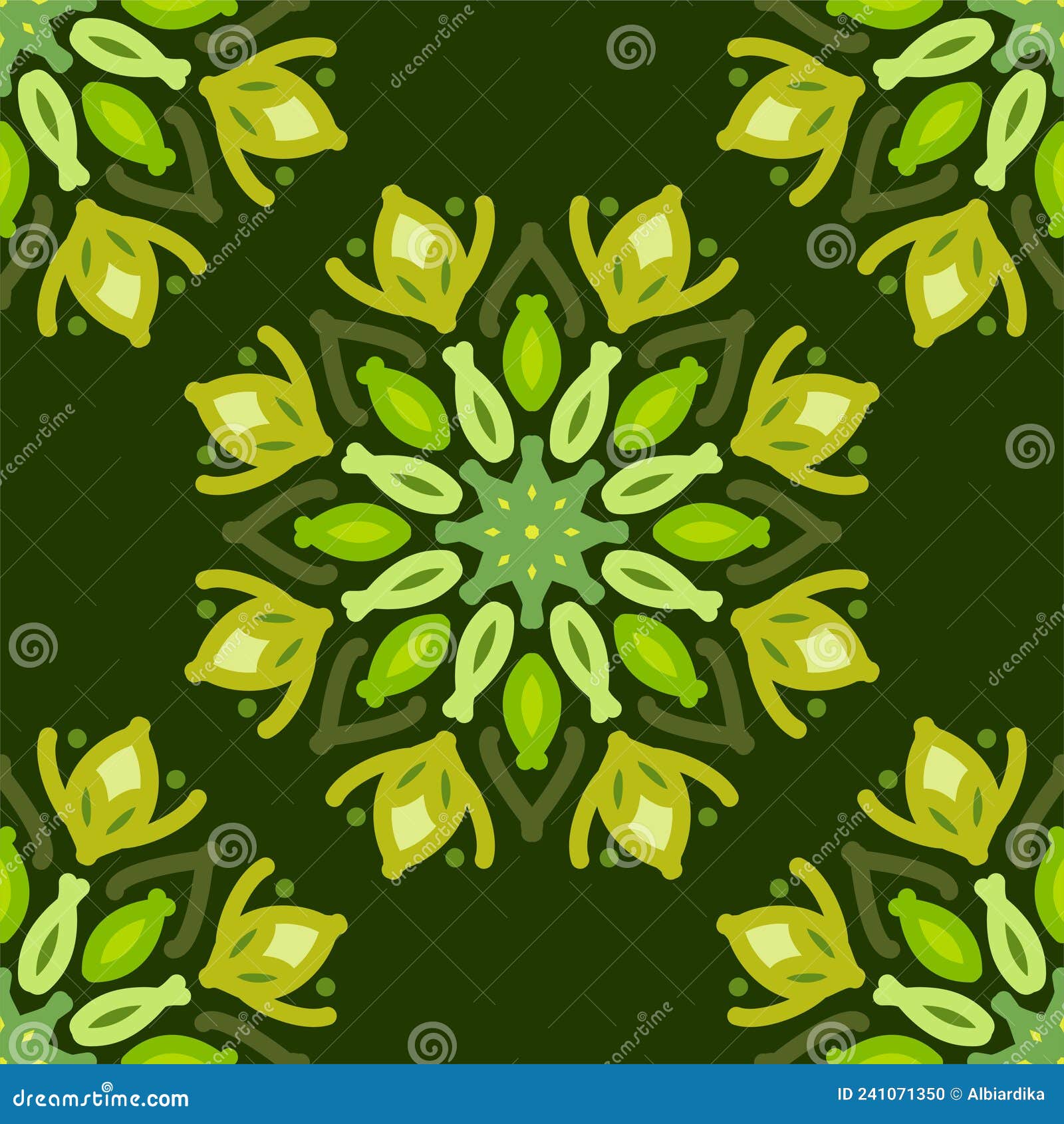 Seamless Pattern Green Mint Olive Forest Mandala Floral Creative