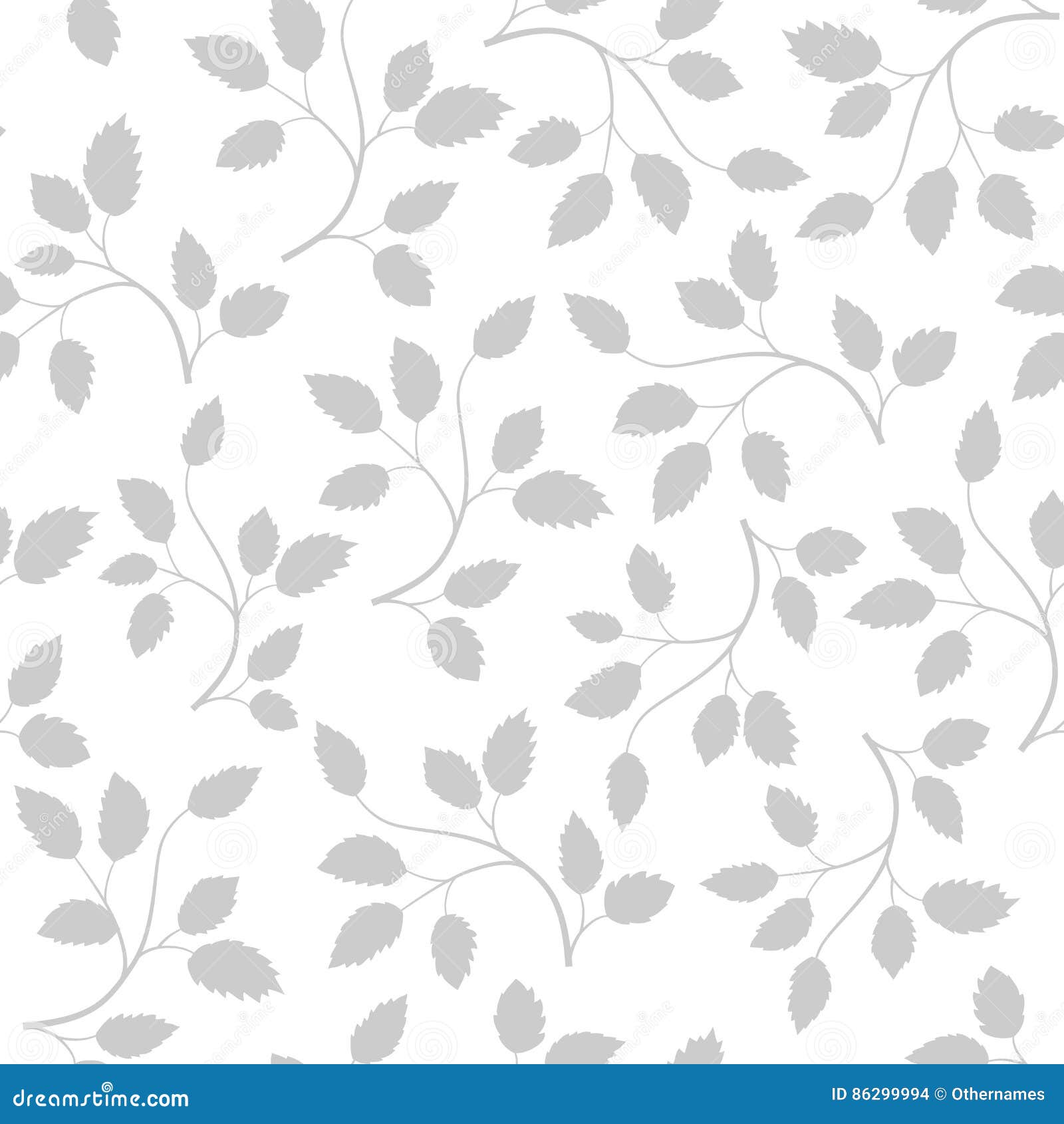 Seamless Pattern with Grey Leaves Stock Vector - Illustration of plant