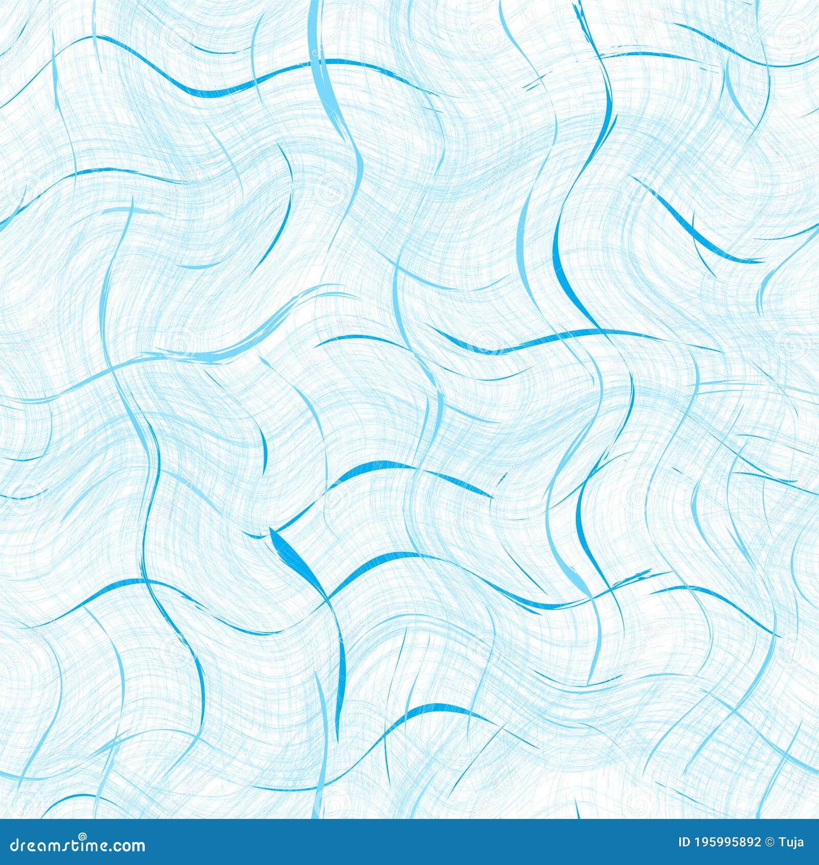 seamless pattern with grunge wavy interlace stripes in blue pastel colors