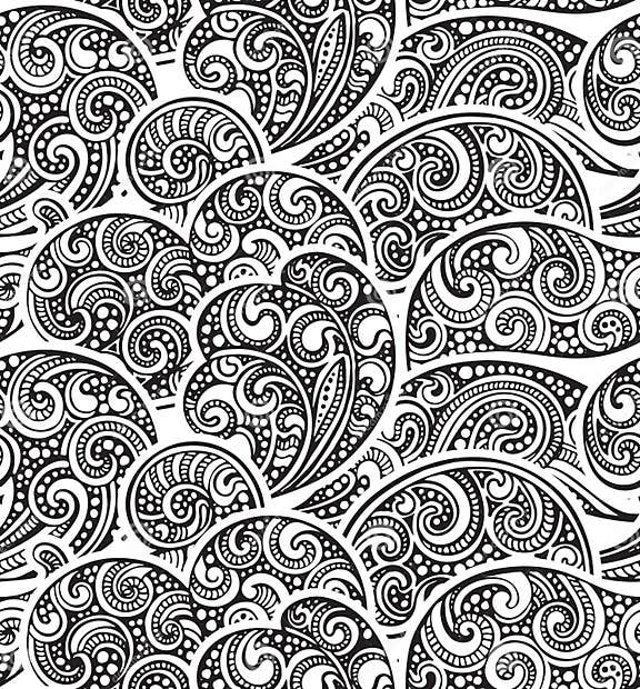 Seamless Pattern with Hand Drawn Doodle Sea Waves Stock Vector ...
