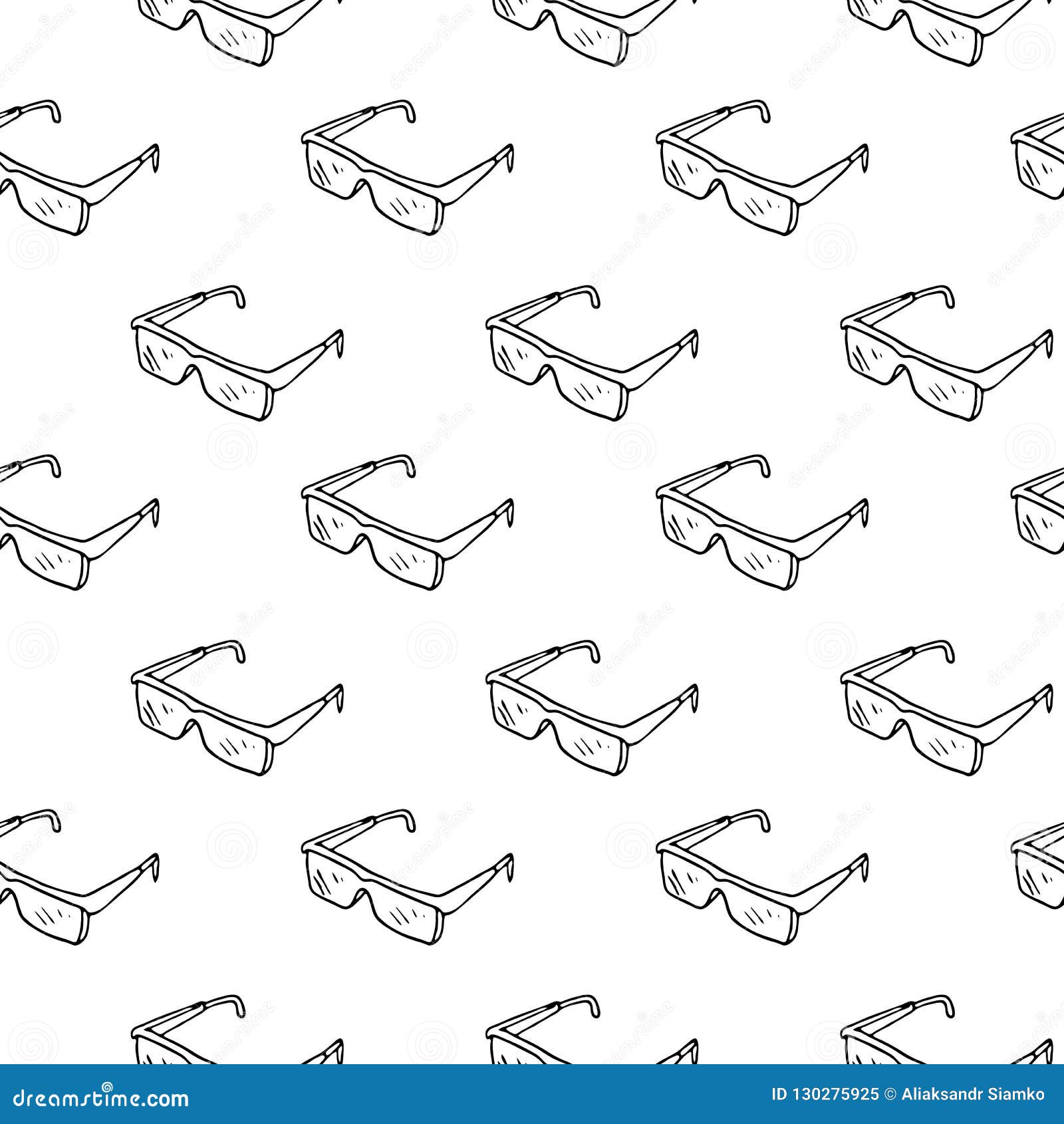 seamless pattern hand drawn protective glasses. doodle black sketch. sign . decoration .  on white