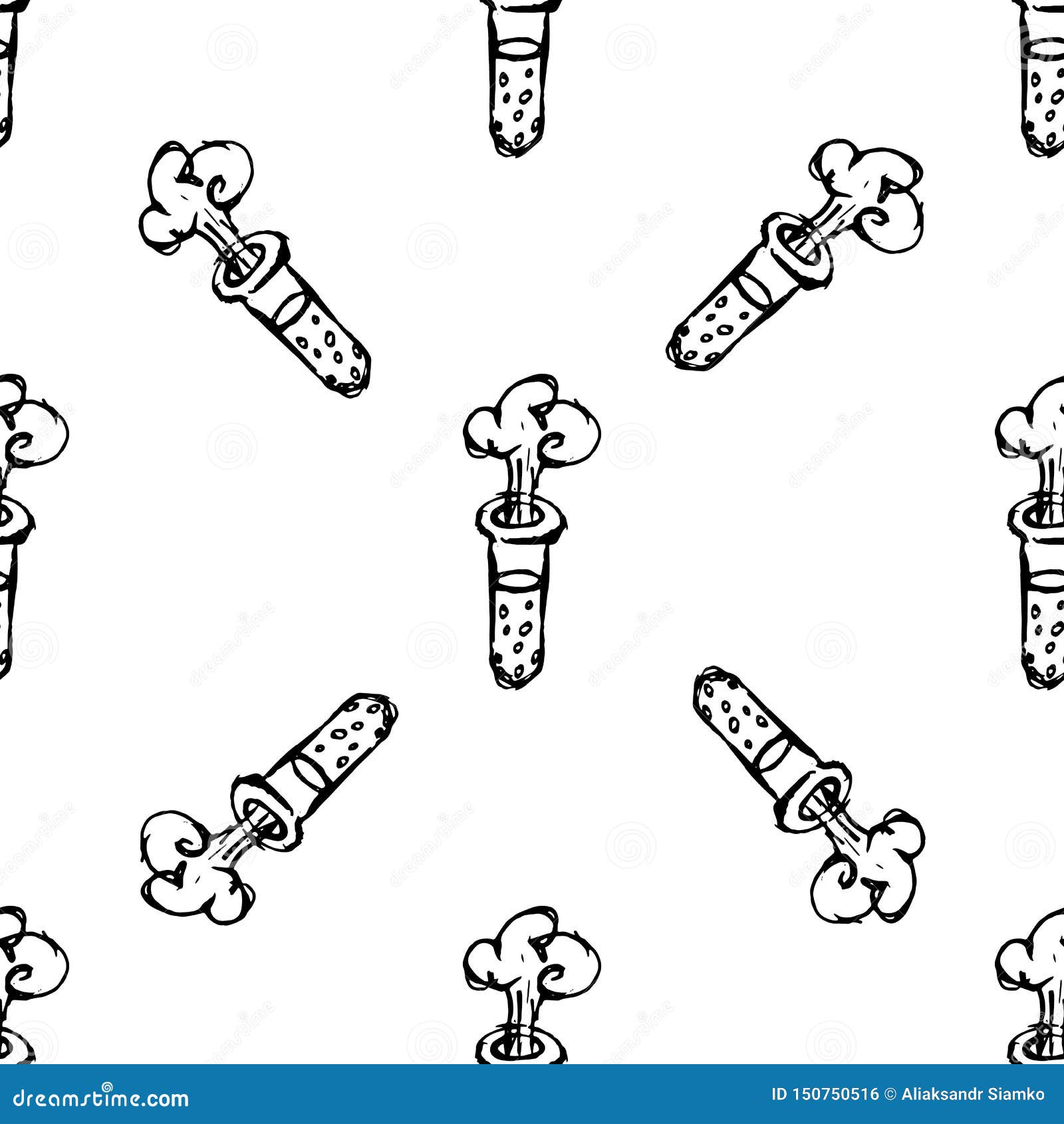 Download Seamless Pattern Handdrawn Flask Chemical Reaction Doodle ...