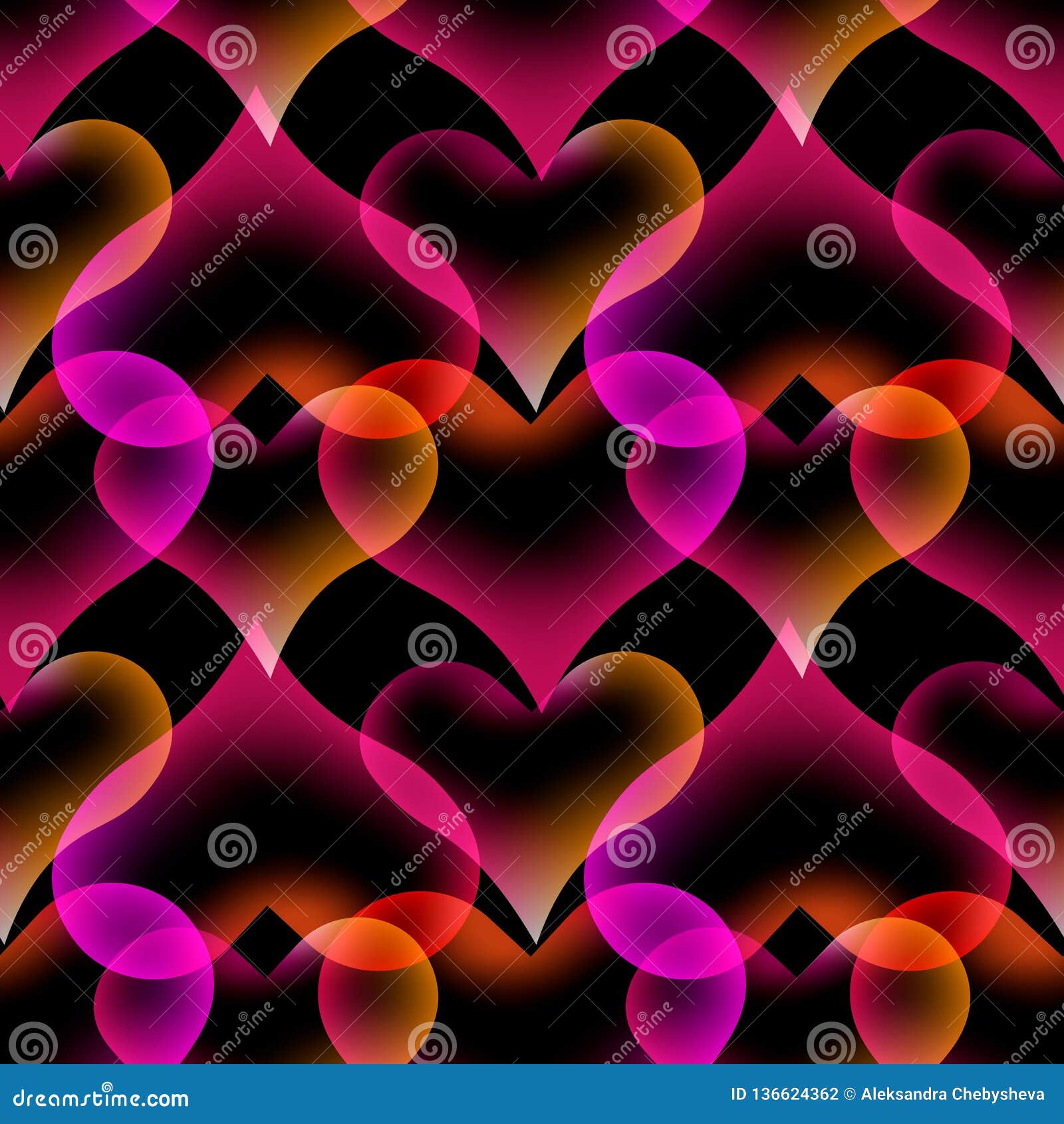 Seamless Pattern Heart Abstract Liquid Lava Lamp Colorful Background