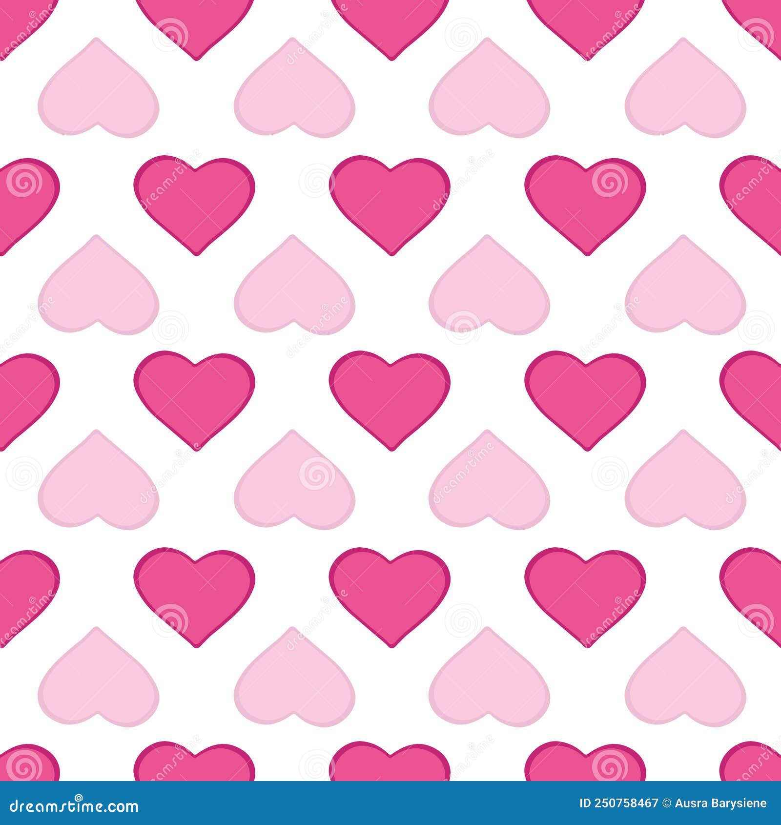 Seamless Pattern with Heart Shape Pink Elements on White Background. Stock Illustration