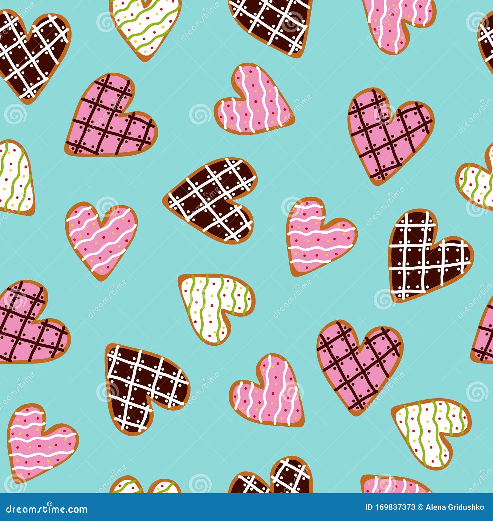 Mẫu hoa văn liên tục với bánh quy hình trái tim đáng yêu sẽ khiến bạn cảm thấy như thể đang ăn một chiếc bánh ngọt ngào. Được thể hiện bằng nét vẽ tinh tế và màu sắc tươi sáng, mẫu này sẽ mang lại nét đáng yêu và thú vị cho bất kỳ thiết kế nào.