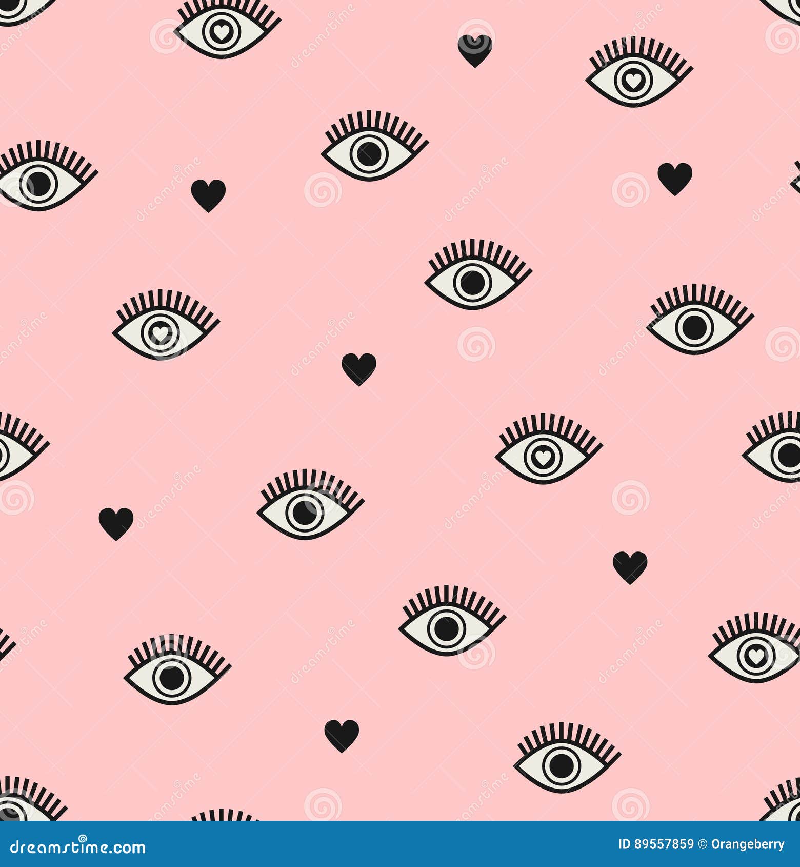 Seamless Pattern with Hearts and Eyes Stock Vector - Illustration of ...