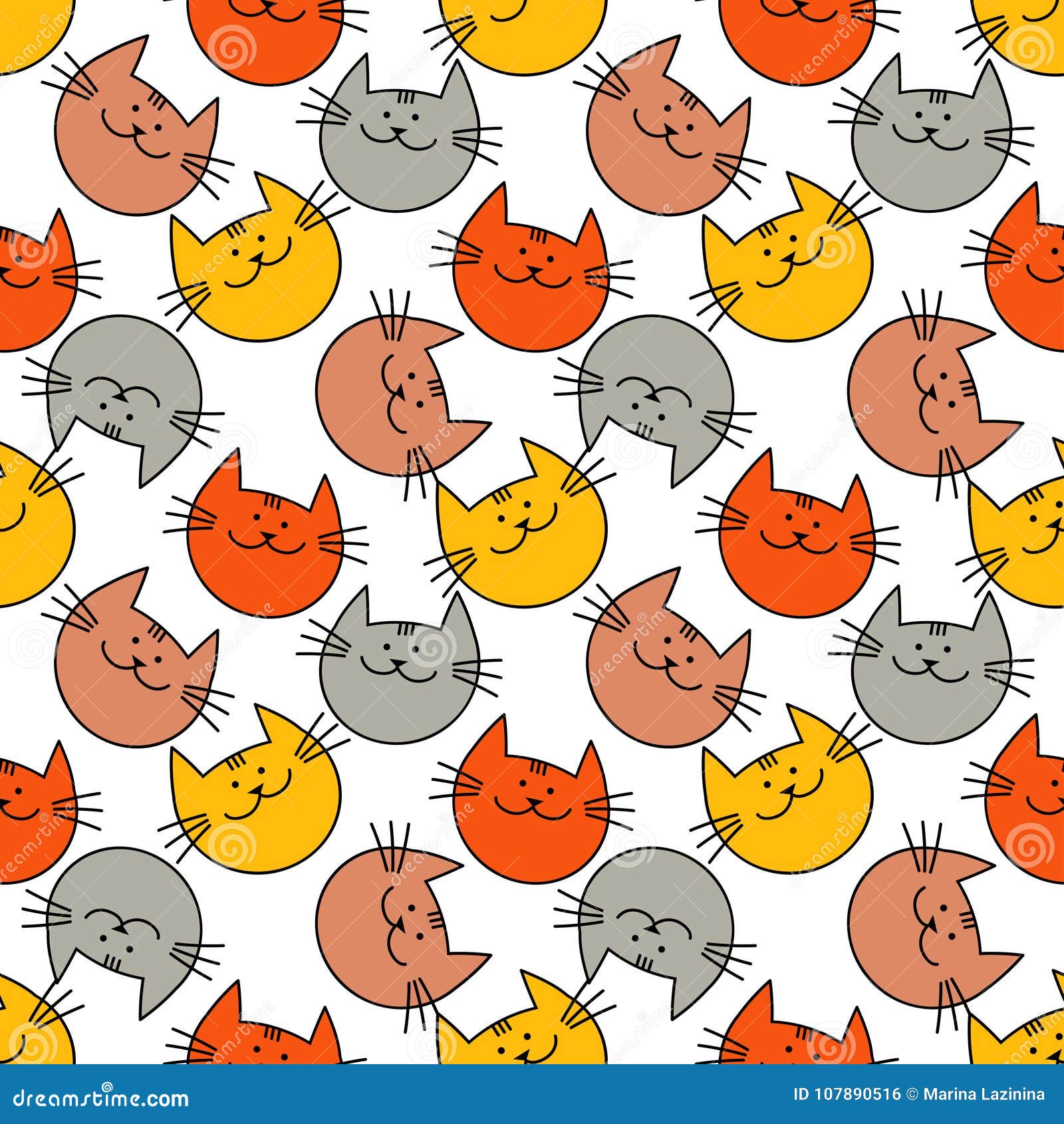 Seamless Pattern with Hipster Cute Cats. Funny Lovely Cats. Cloth Design,  Wallpaper Stock Illustration - Illustration of animal, cloth: 107890516