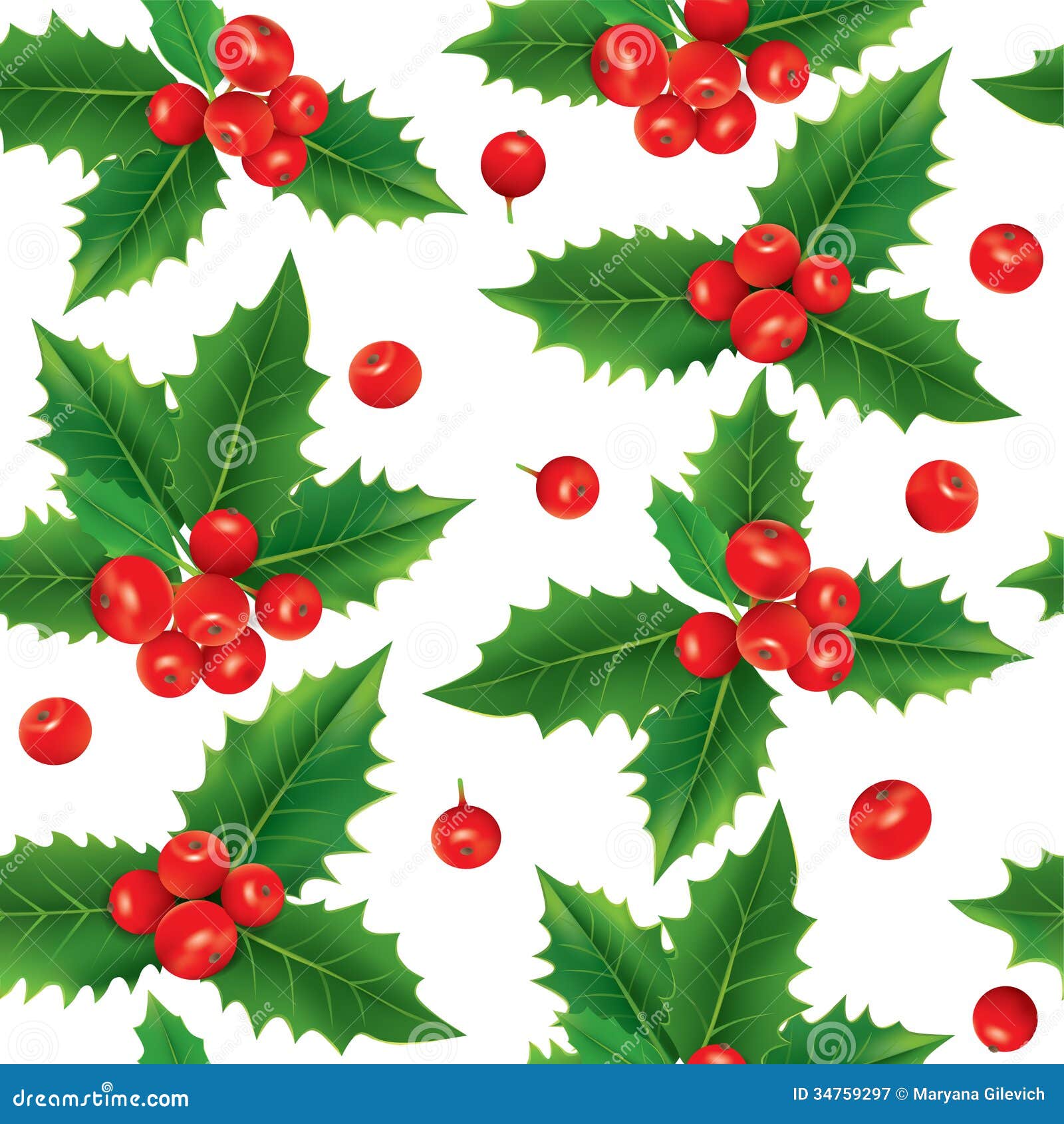 Seamless Pattern Of Holly Berries Royalty Free Stock 