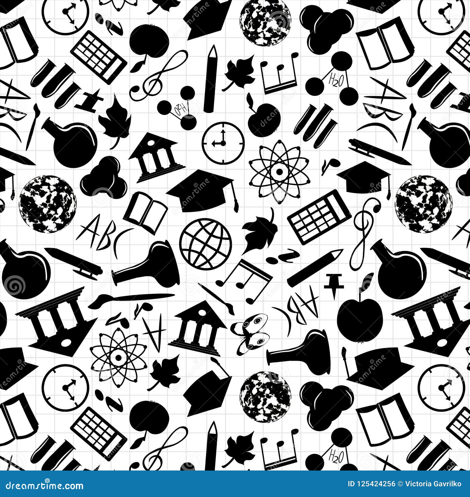 Seamless Pattern from Icons Welcome Back To School on a White Background.  Stock Vector - Illustration of knowledge, imitation: 125424256