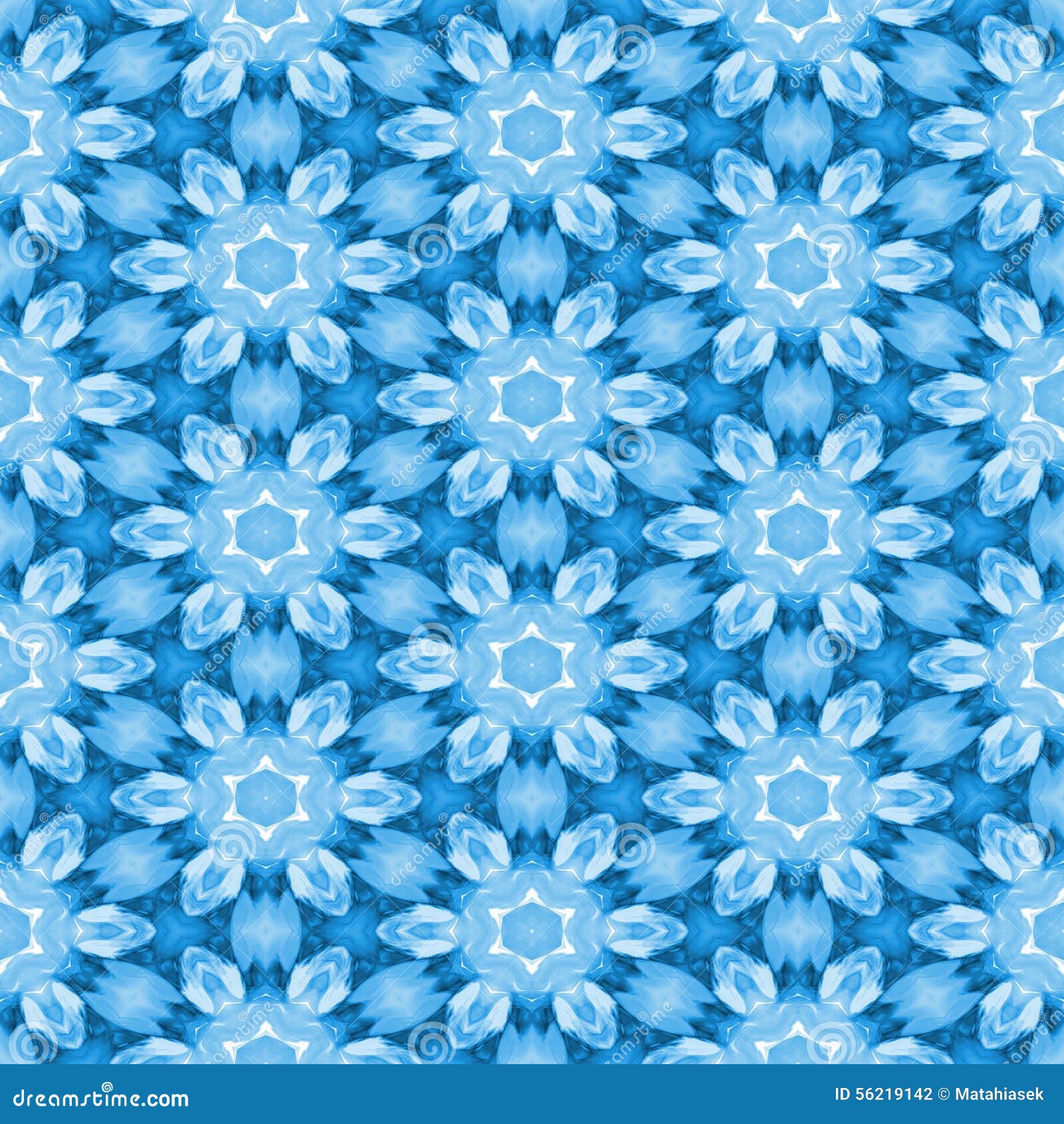 Seamless Pattern with Icy Blue Flowers Stock Illustration