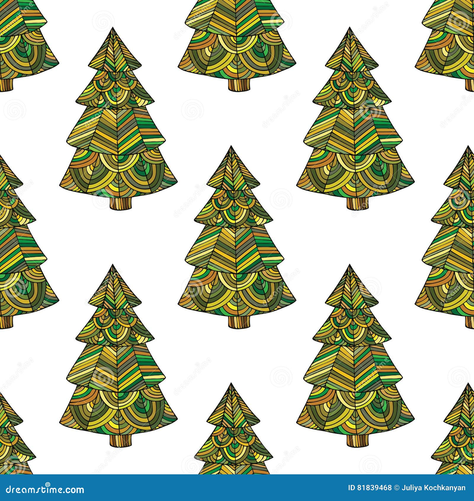 Seamless Pattern with the Image of a Christmas Tree Stock Vector