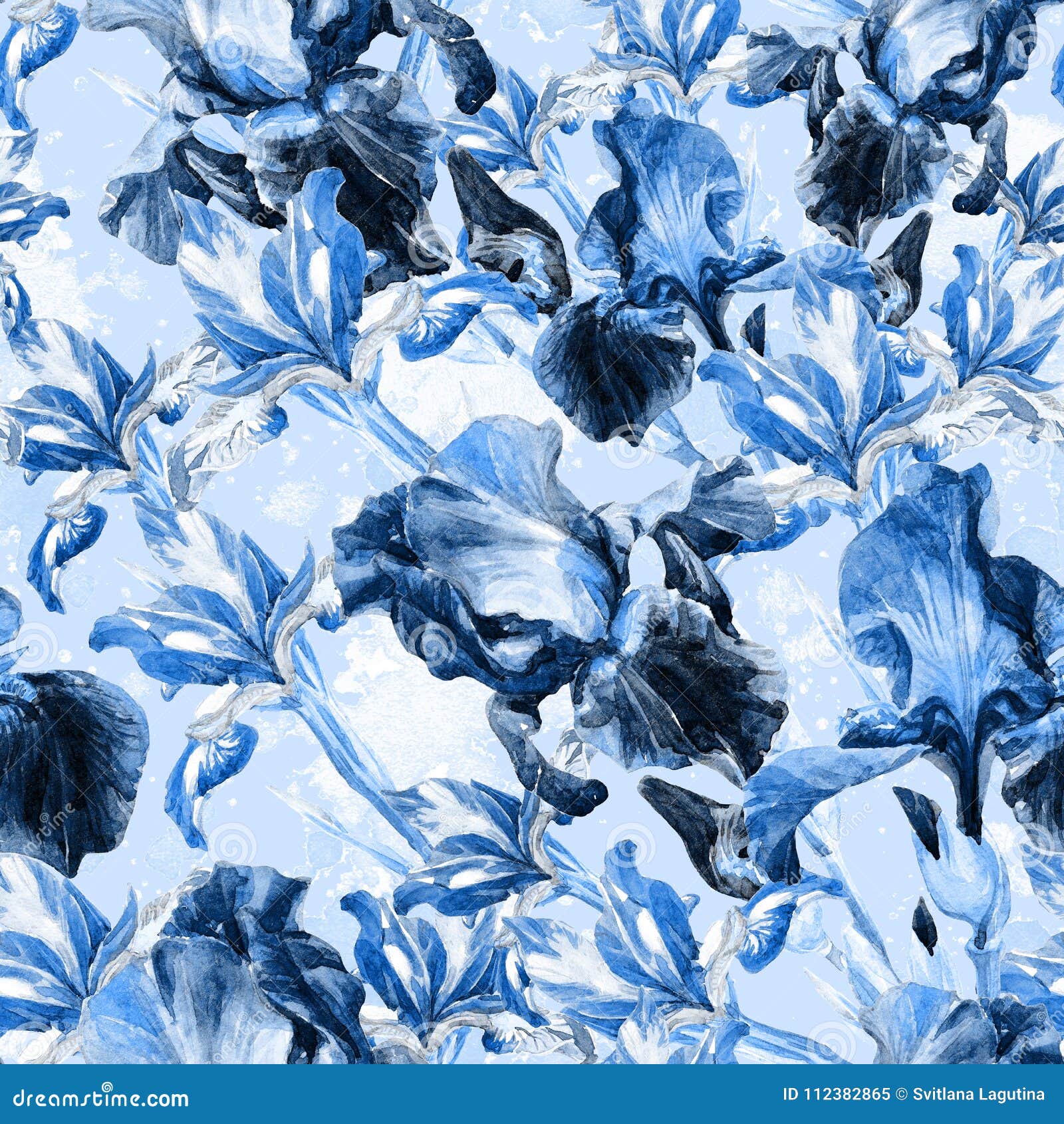 Seamless Pattern from Irises in Watercolor. Stock Illustration ...