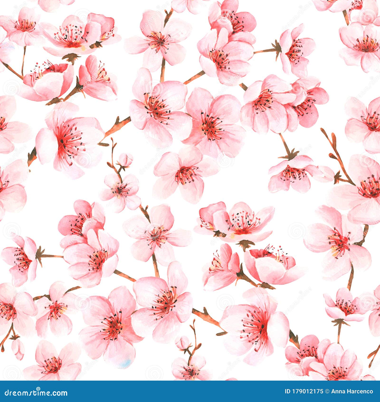 Blossom Japanese Sakura Cherry Flower Pattern Stock Illustration