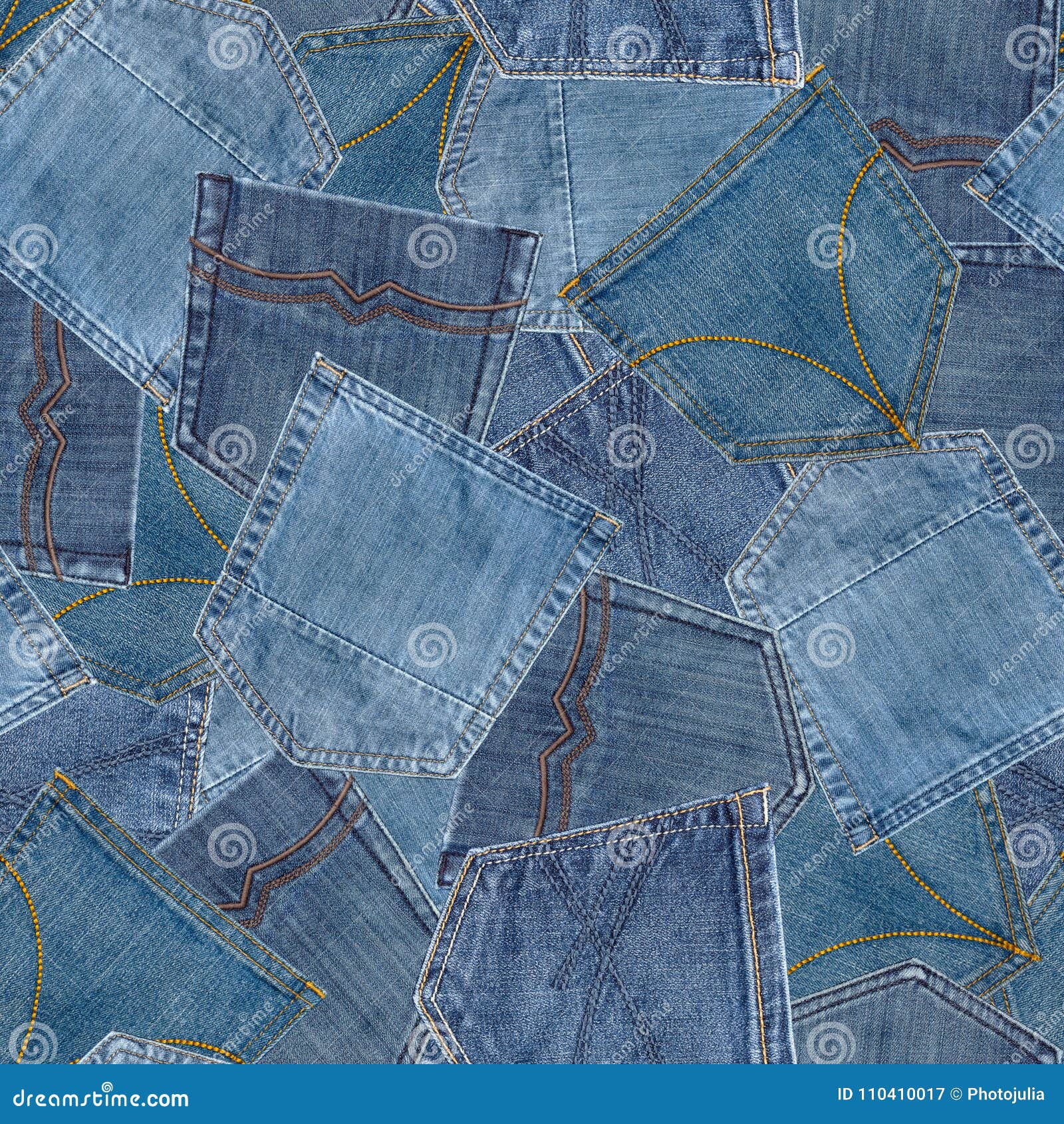 Seamless Pattern from Jeans Pockets. Stock Image - Image of wallpaper,  blue: 110410017