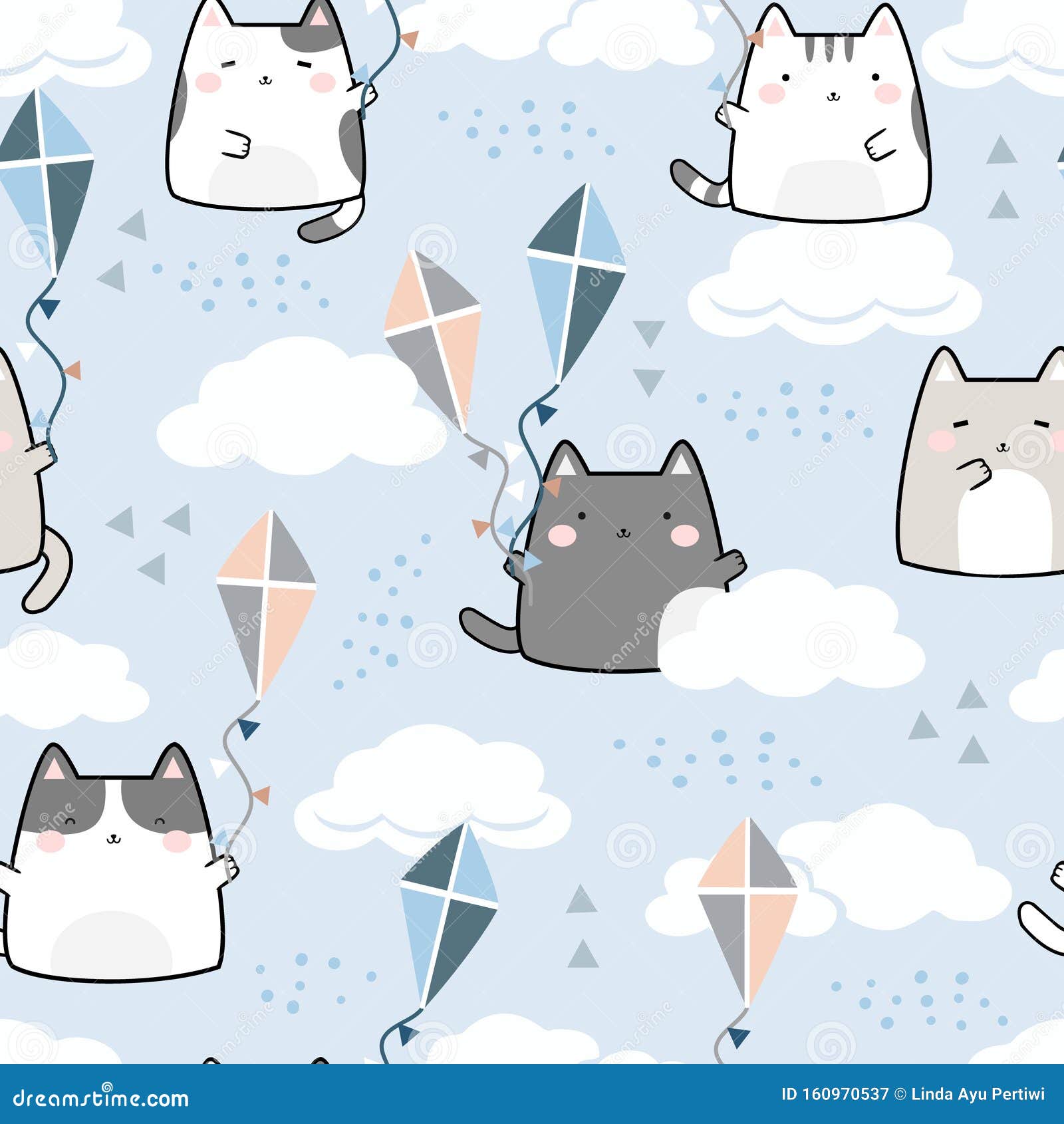 Seamless Pattern Kawaii Cute Cat Stock Vector Illustration Of Paper Kitty Seamless Pattern Kawaii Cute Cat Stock Vector Illustration Of Paper Kitty