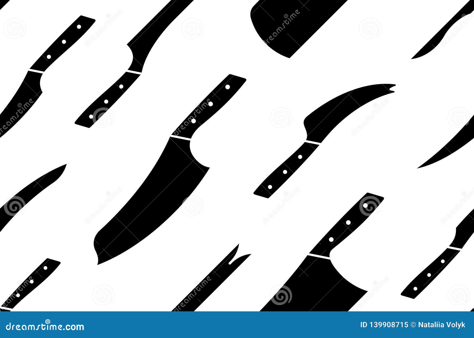 Seamless Pattern With Kitchen Knives Stock Vector Illustration of