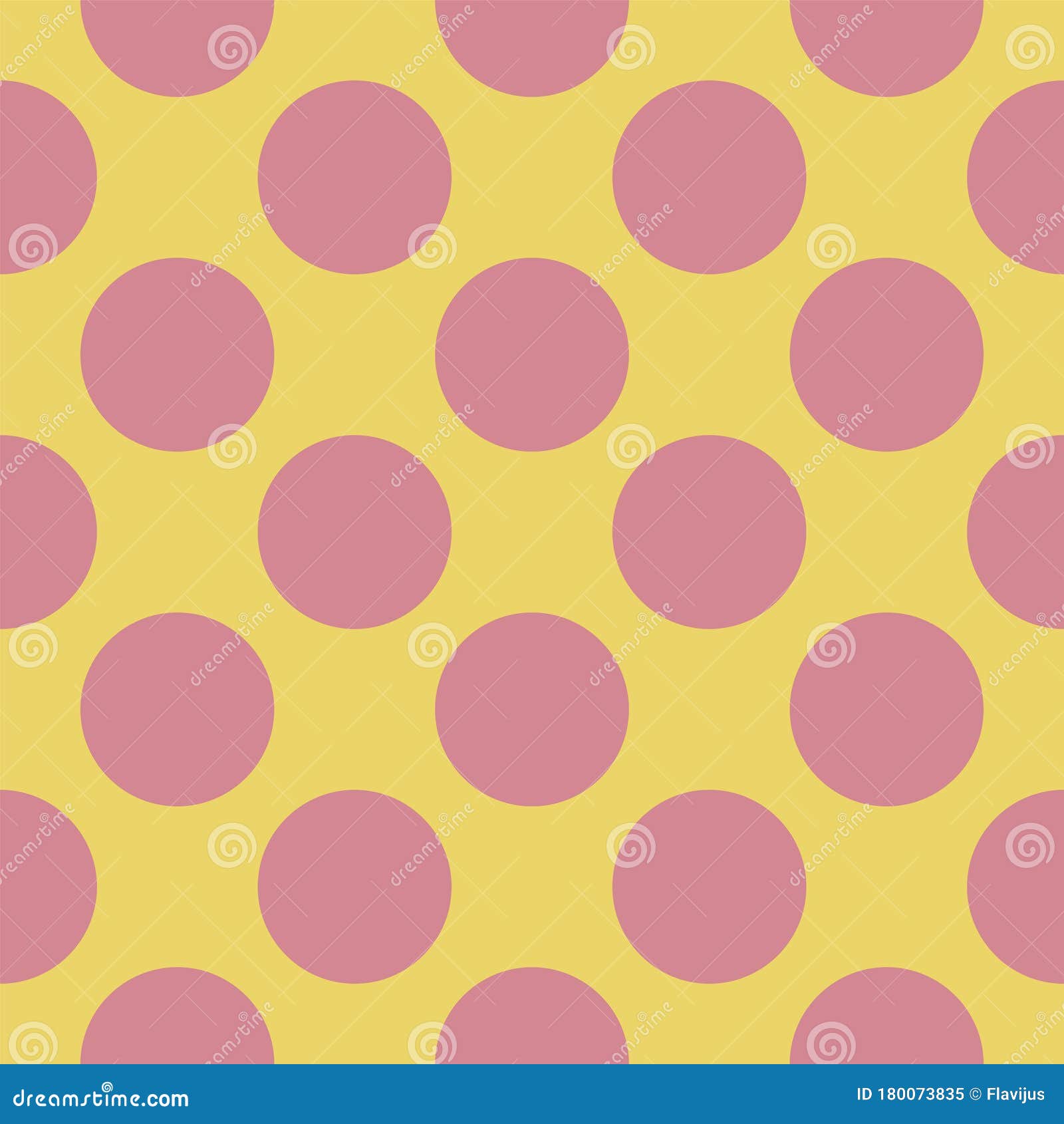 Seamless Pattern of Large Pink Polka Dots on a Yellow Pastel Background ...