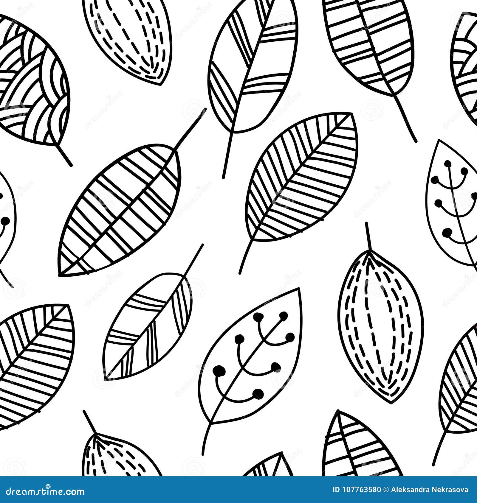 Black and White Leaves Pattern Stock Vector Illustration of leaves